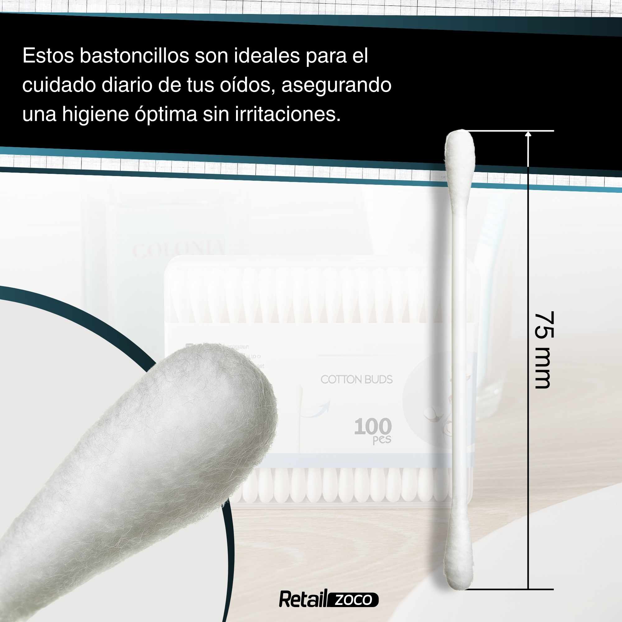 Bastoncillos para los oidos algodón 100 unidades - imagen 5