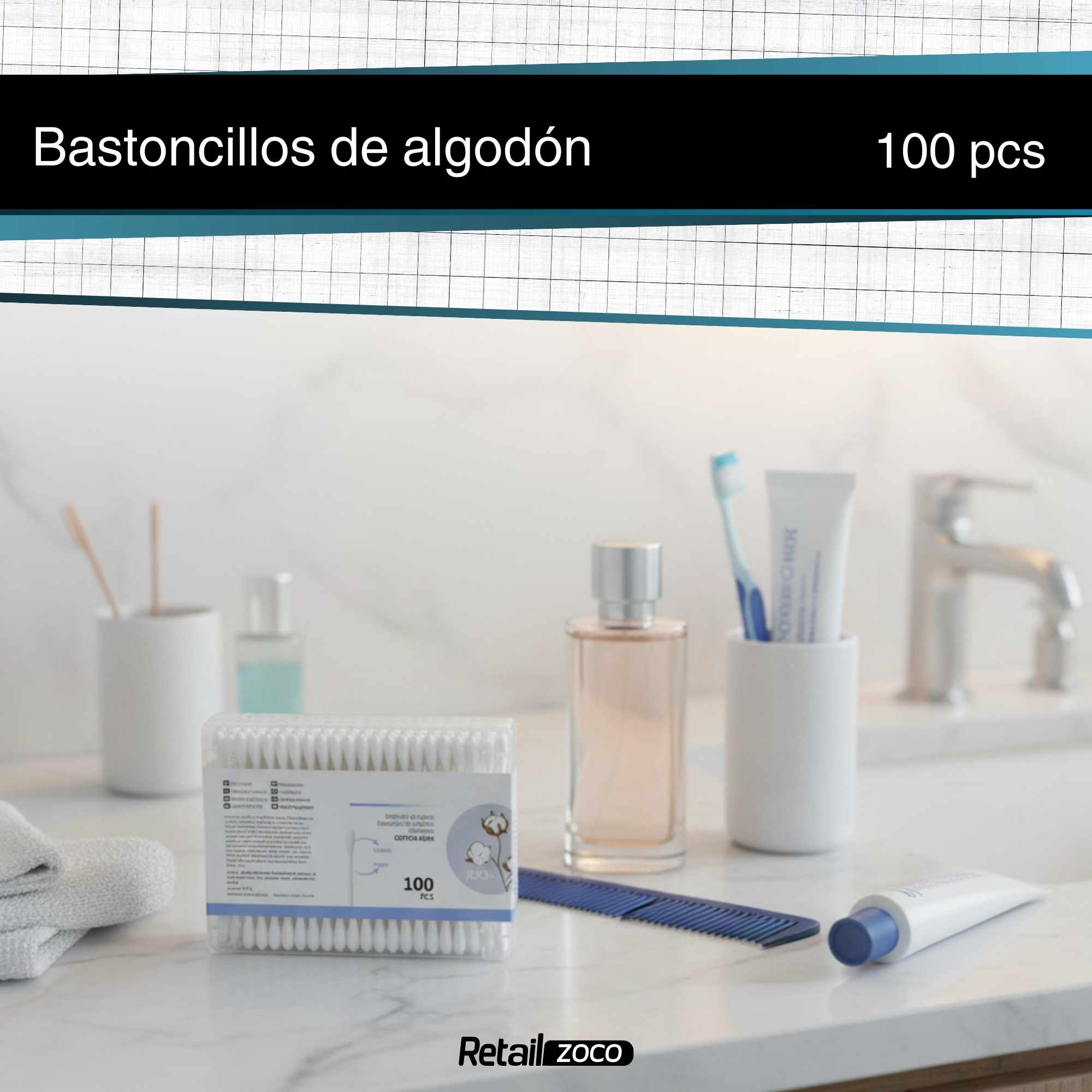 Bastoncillos para los oidos algodón 100 unidades - imagen 2
