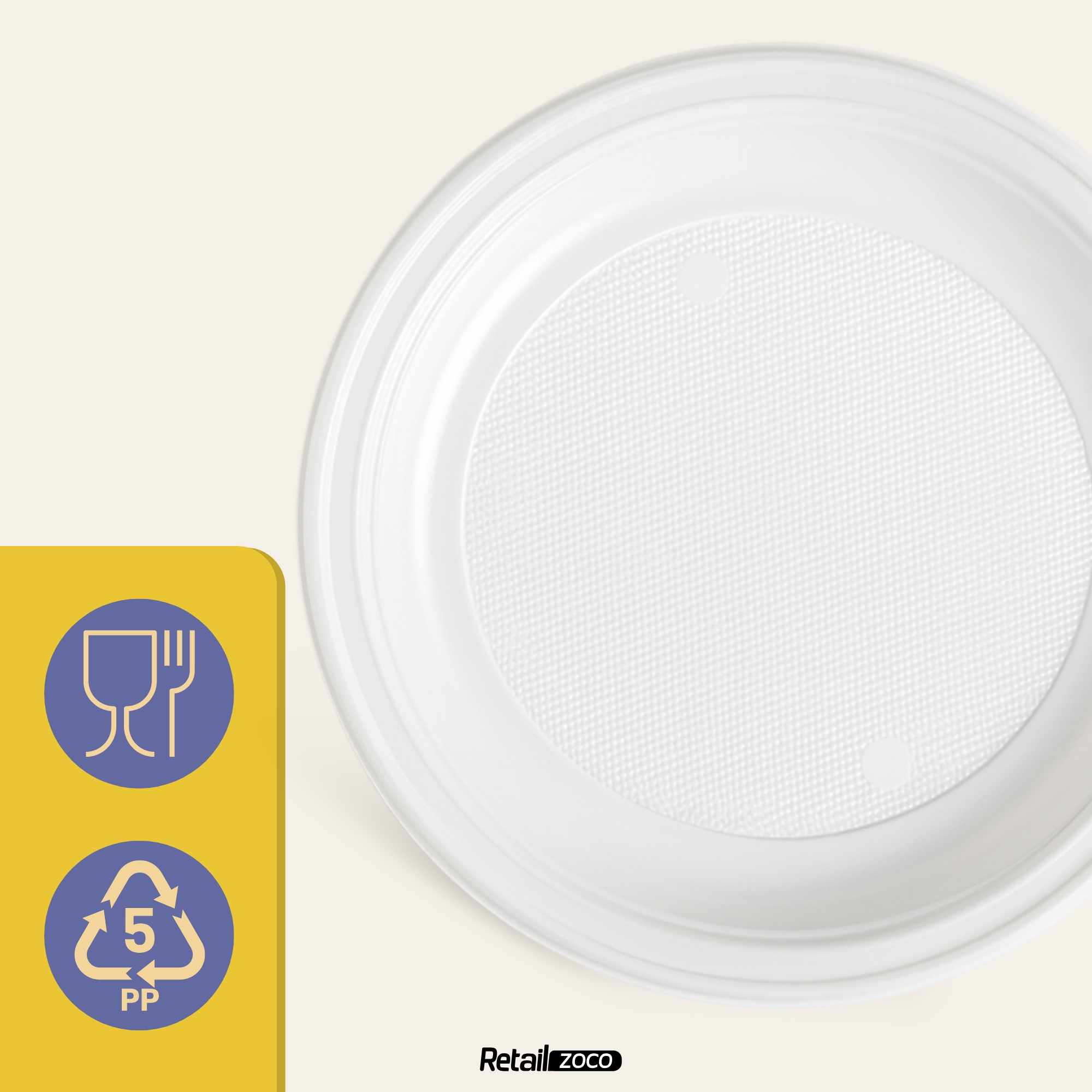 Platos llanos de plástico blancos reutilizables 22 cm 100 unidades - imagen 5