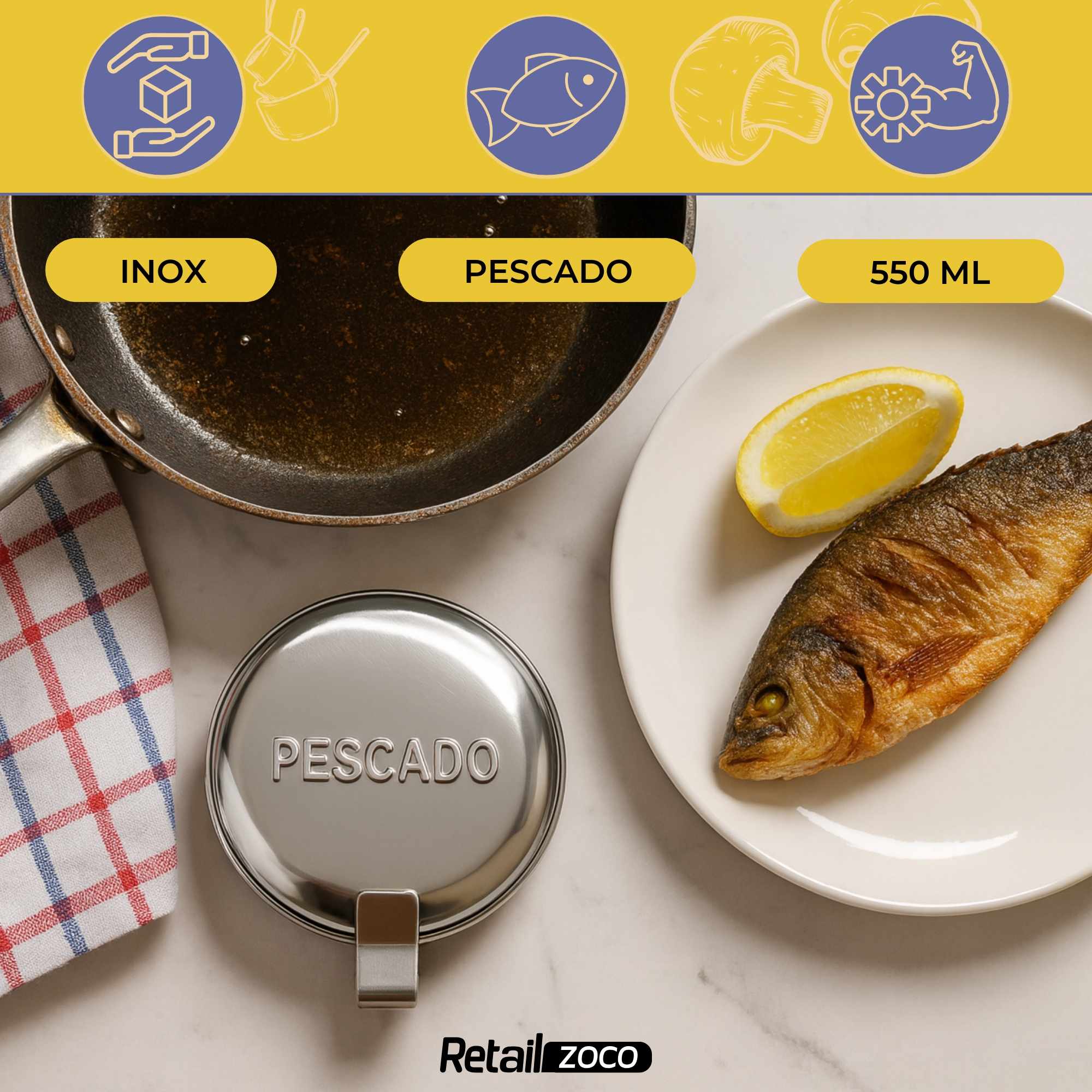 Grasera de pescado acero inoxidable 550 ml - imagen 2
