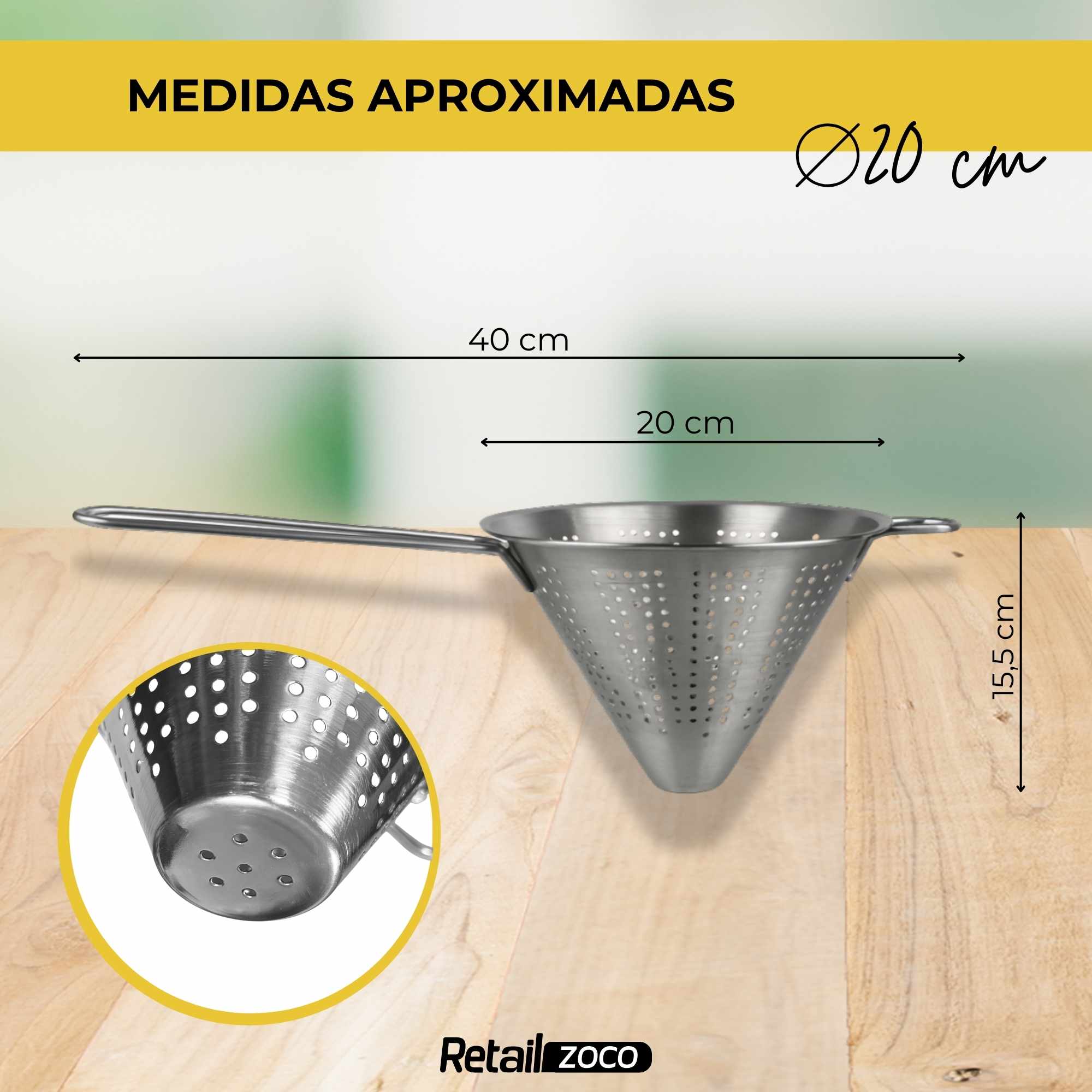 Colador chino Acero inoxidable 20 cm - imagen 4