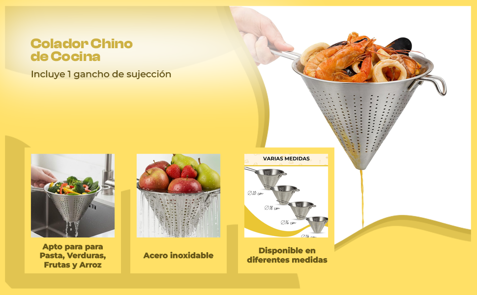 Banner - Colador chino Acero inoxidable 20 cm