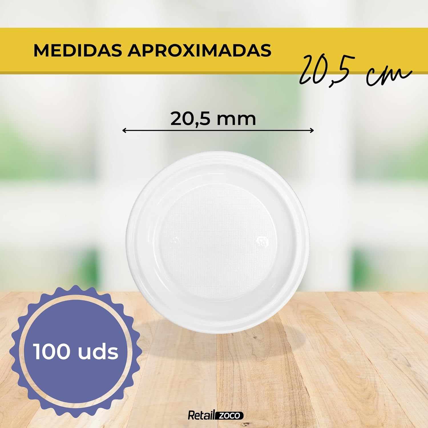 Platos hondo de plástico blancos reutilizables 20.5 cm 100 unidades - imagen 3