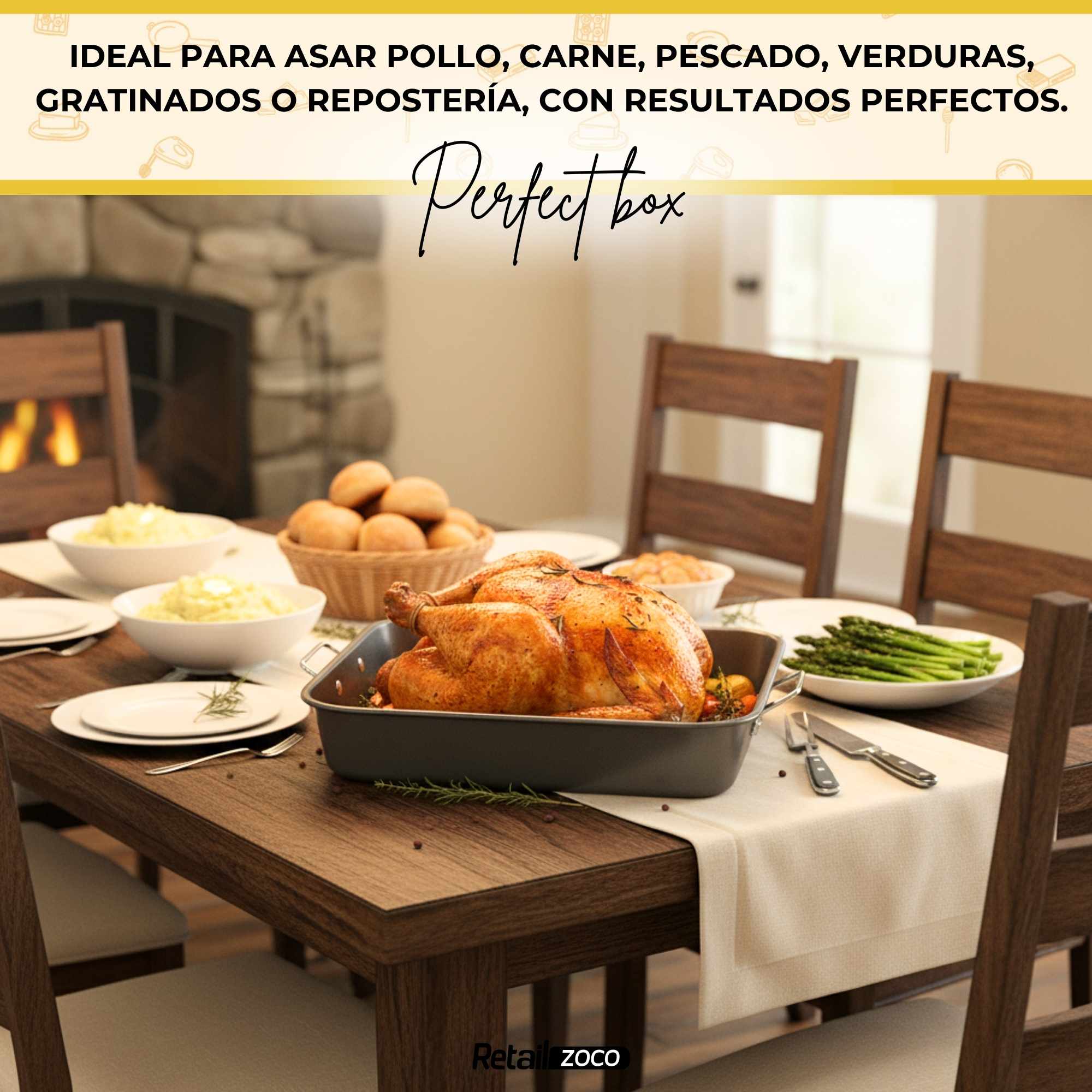 Bandeja para el Horno Antiadherente con asas abatibles 40x28x7 cm - imagen 4