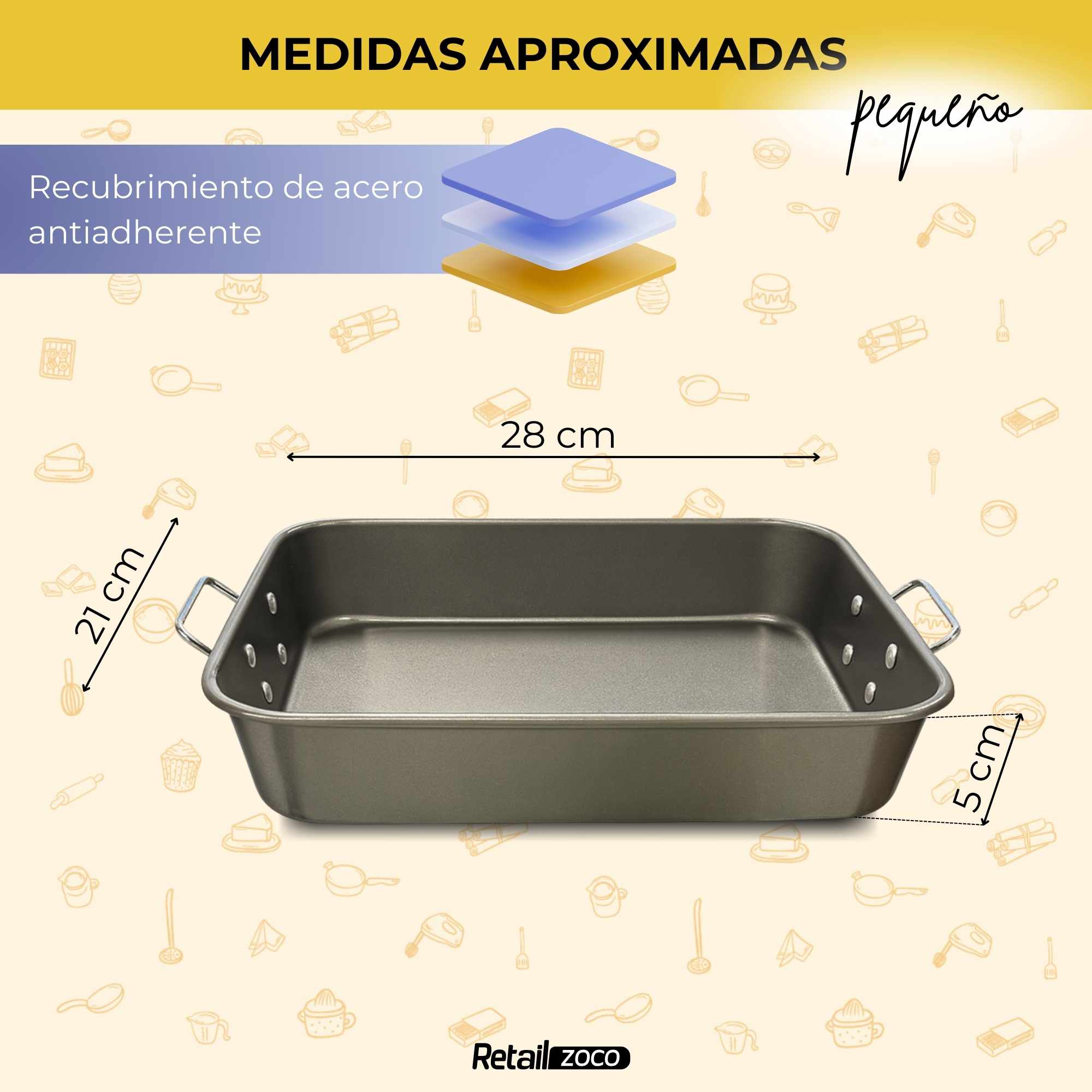 Bandeja para el Horno Antiadherente con asas abatibles 28x21x5 cm - imagen 3