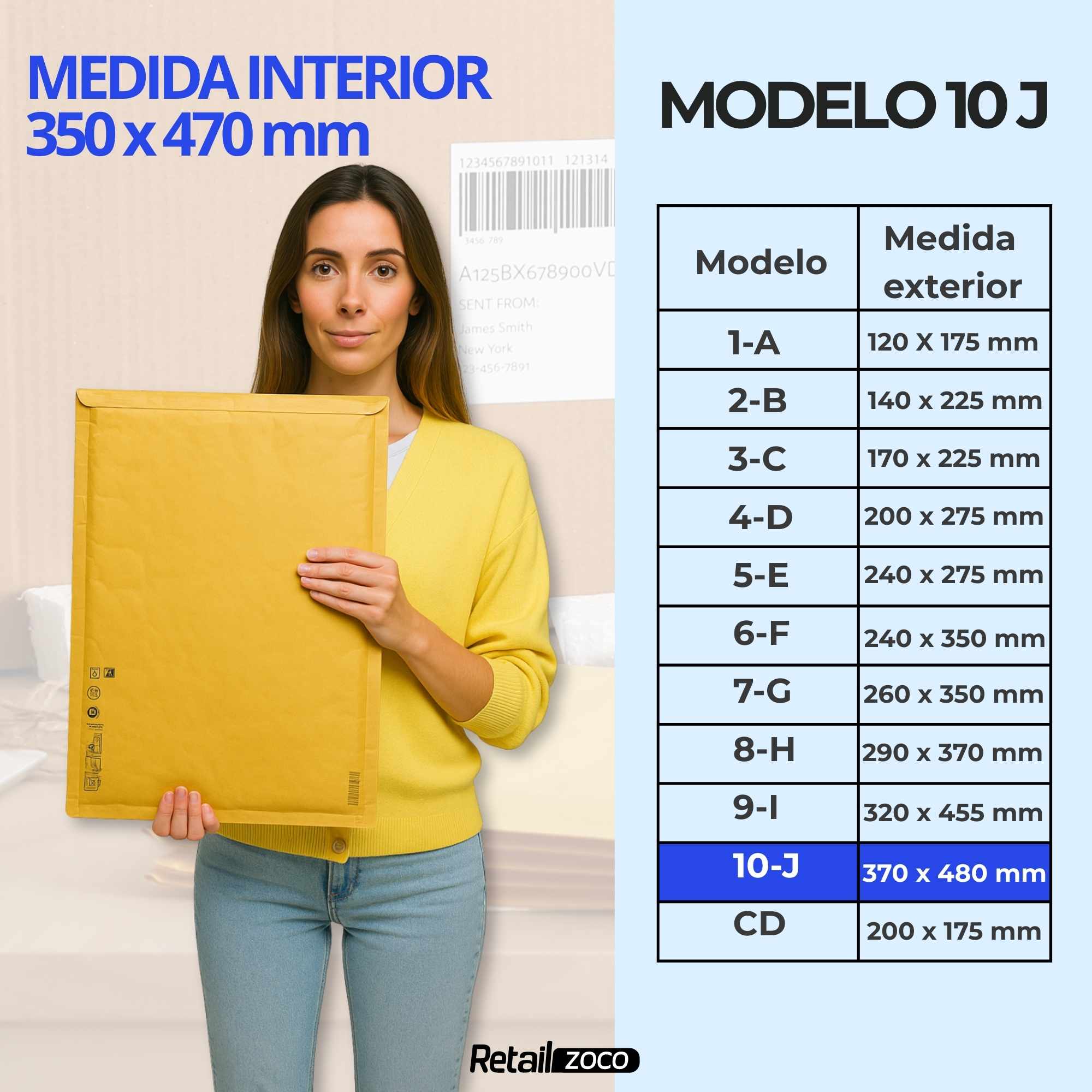 Sobres acolchados de burbujas 10 unidades 350 x 470 mm - imagen 6