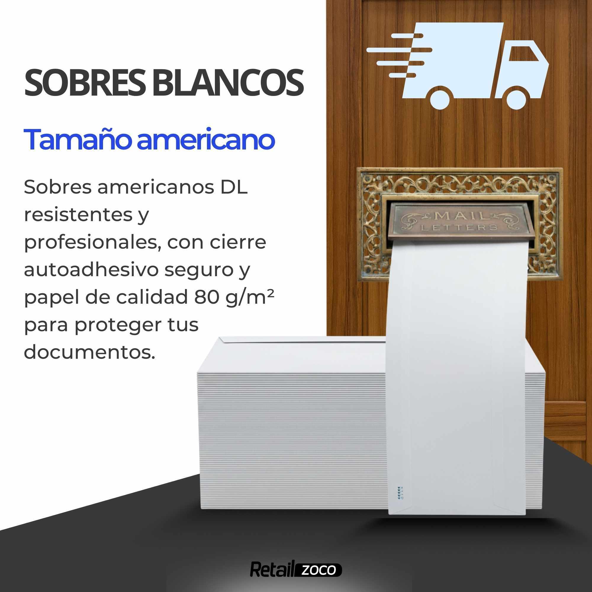 Sobre Americano 110 x 220 mm autoadhesivos con ventana 15 unidades - imagen 2