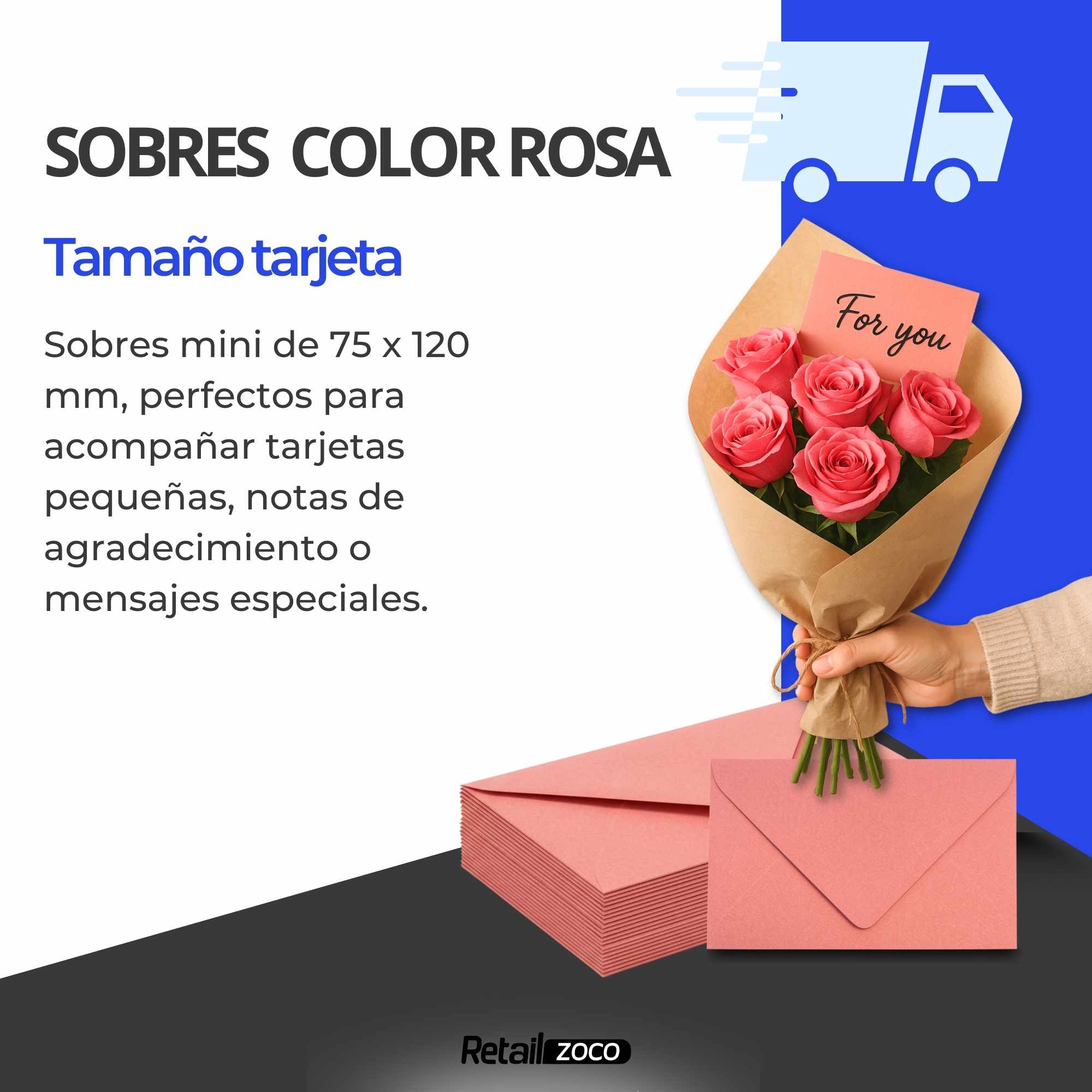 Sobres Pequeños 75 x 120 mm Rosa 15 unidades - imagen 2
