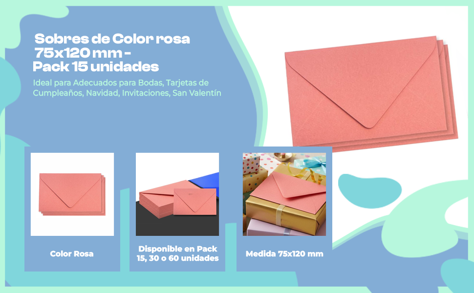 Banner - Sobres Pequeños 75 x 120 mm Rosa 15 unidades