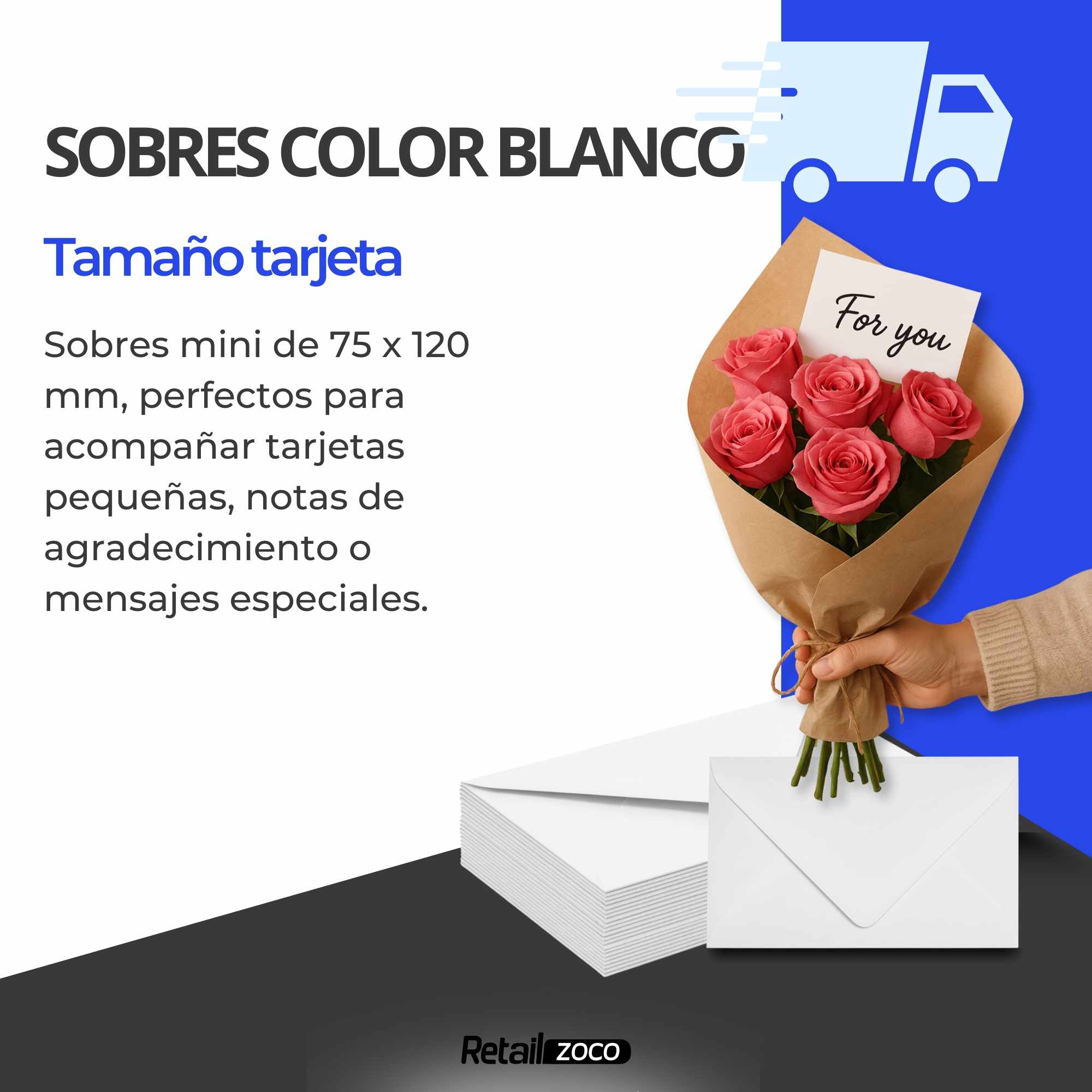 Sobres Pequeños 75 x 120 mm Blancos 15 unidades - imagen 2