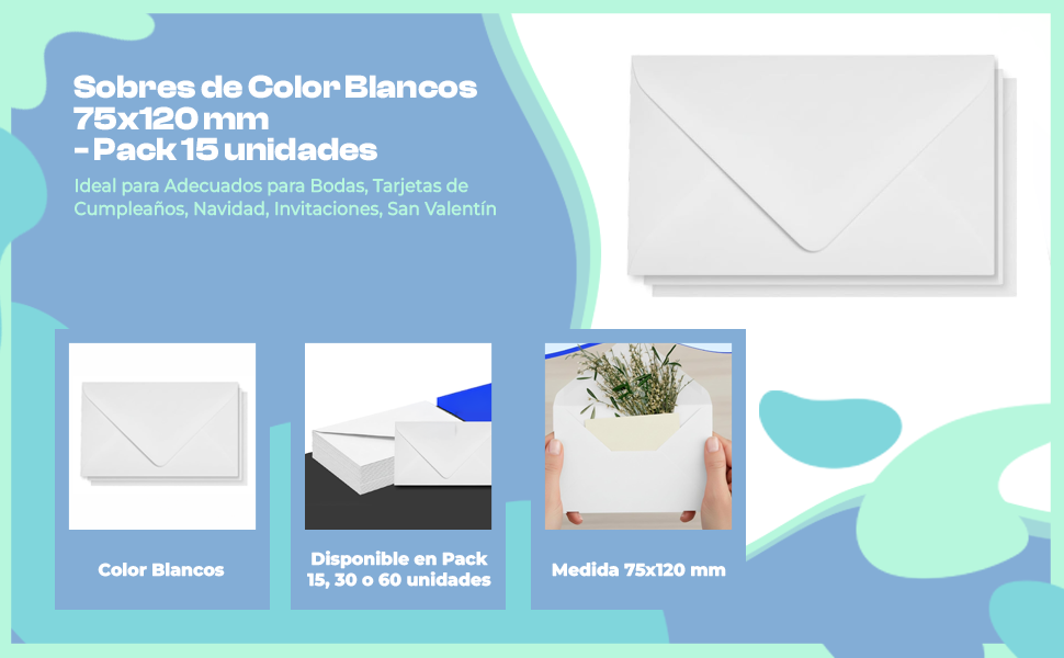 Banner - Sobres Pequeños 75 x 120 mm Blancos 15 unidades