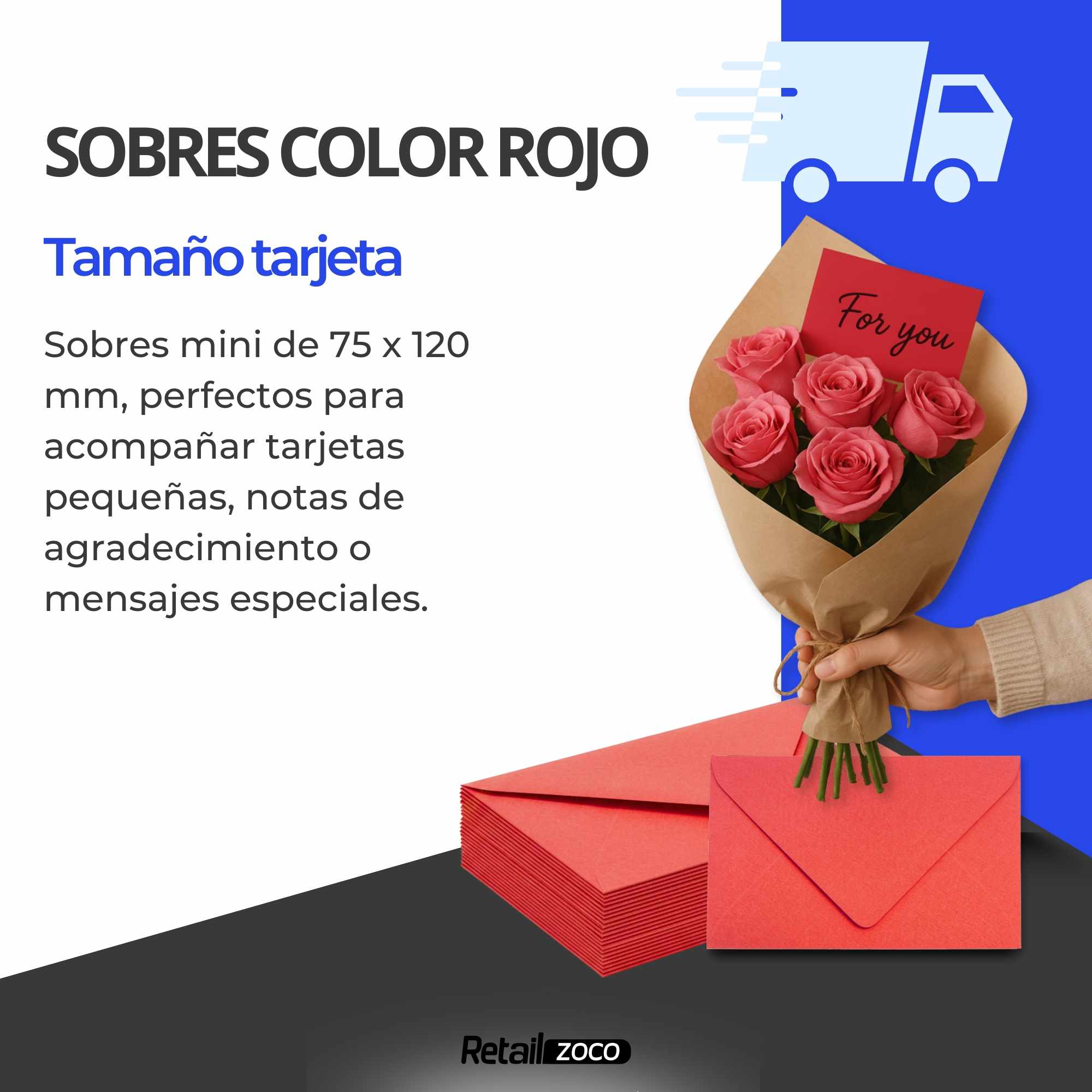 Sobres Pequeños 75 x 120 mm Rojos 15 unidades - imagen 2