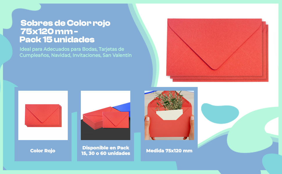 Banner - Sobres Pequeños 75 x 120 mm Rojos 15 unidades
