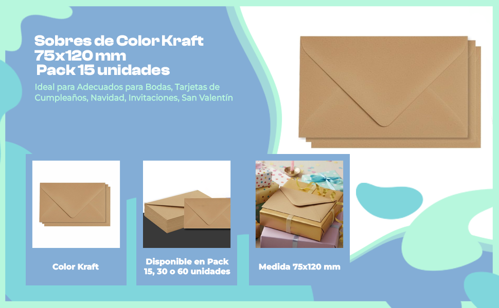 Banner - Sobres Pequeños 75 x 120 mm Kraft 15 unidades
