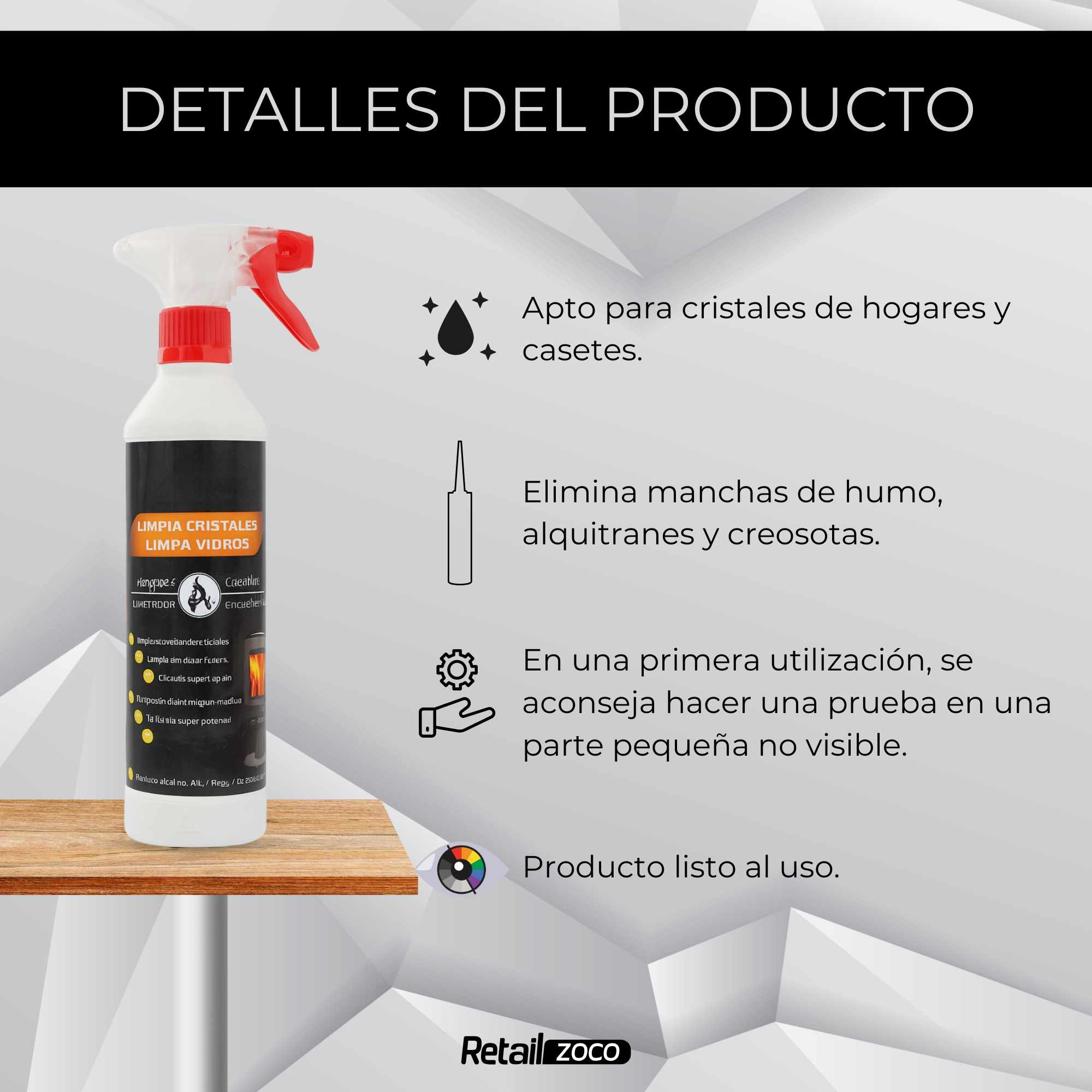 Limpiador de cristales de estufas y chimeneas 500 ml - imagen 3
