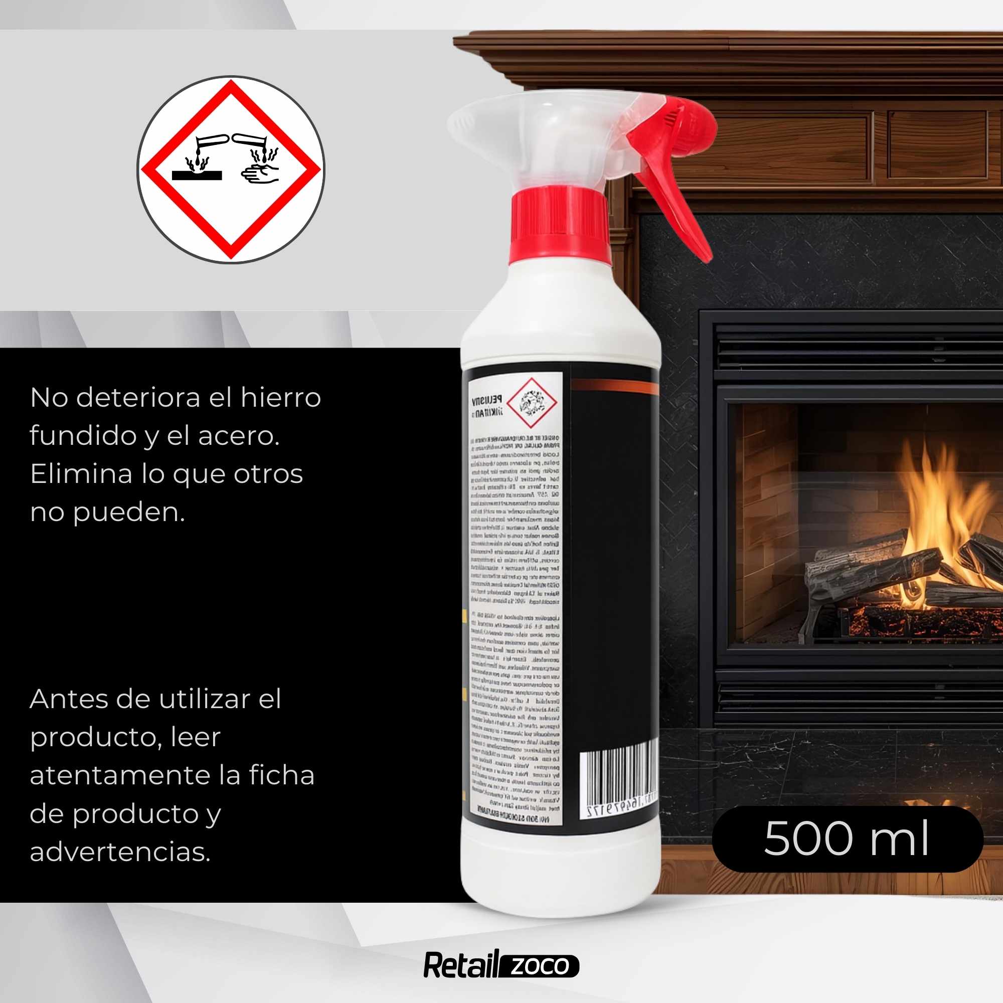 Limpiador de cristales de estufas y chimeneas 500 ml - imagen 5