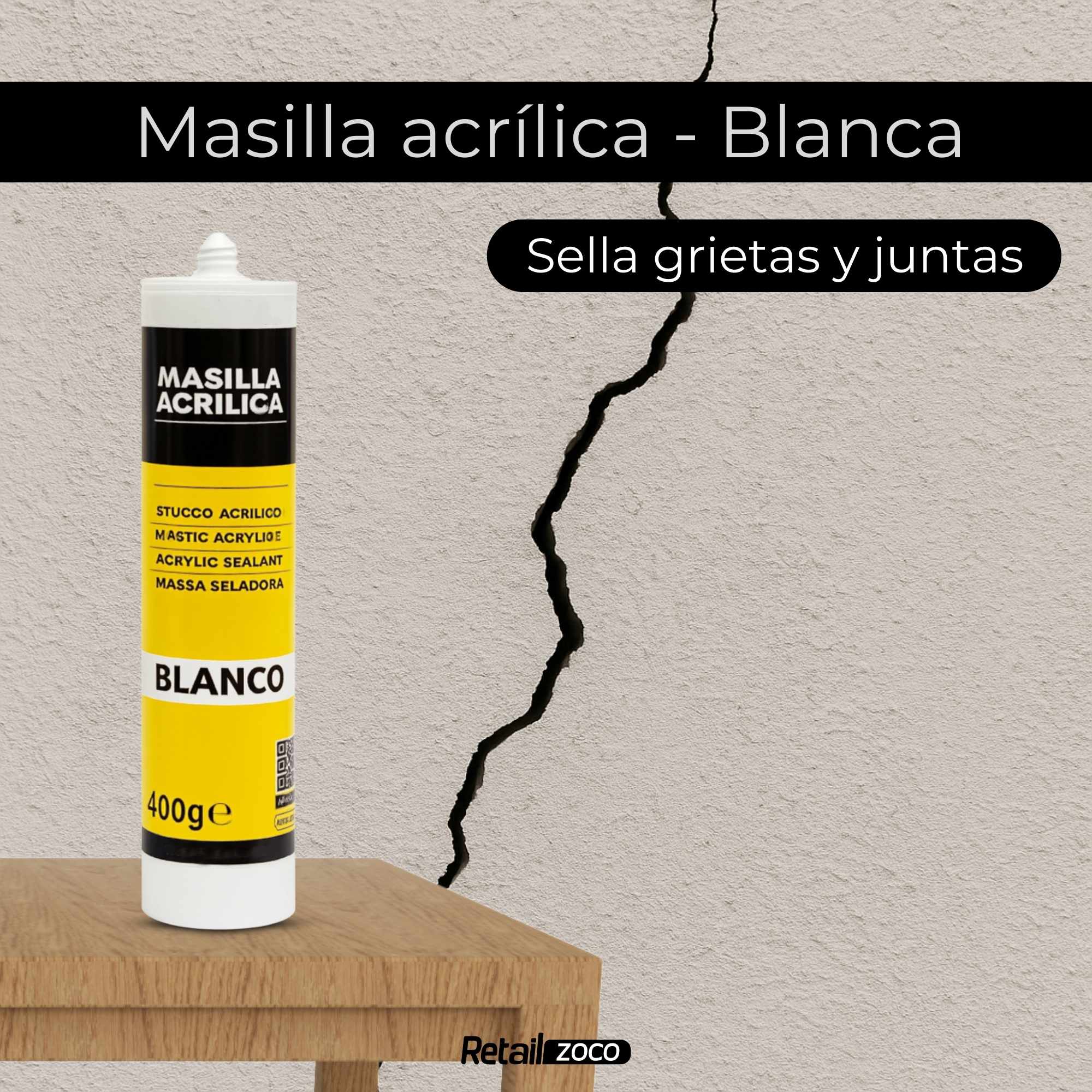 Masilla acrílica blanca para pistola 400 gramos - imagen 2