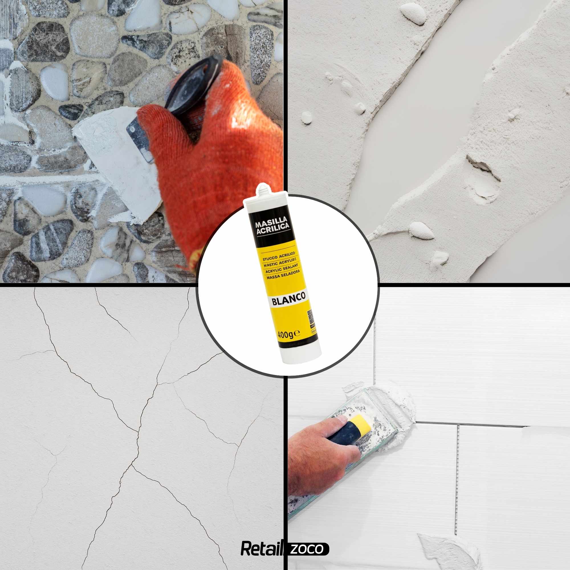 Masilla acrílica blanca para pistola 400 gramos - imagen 5