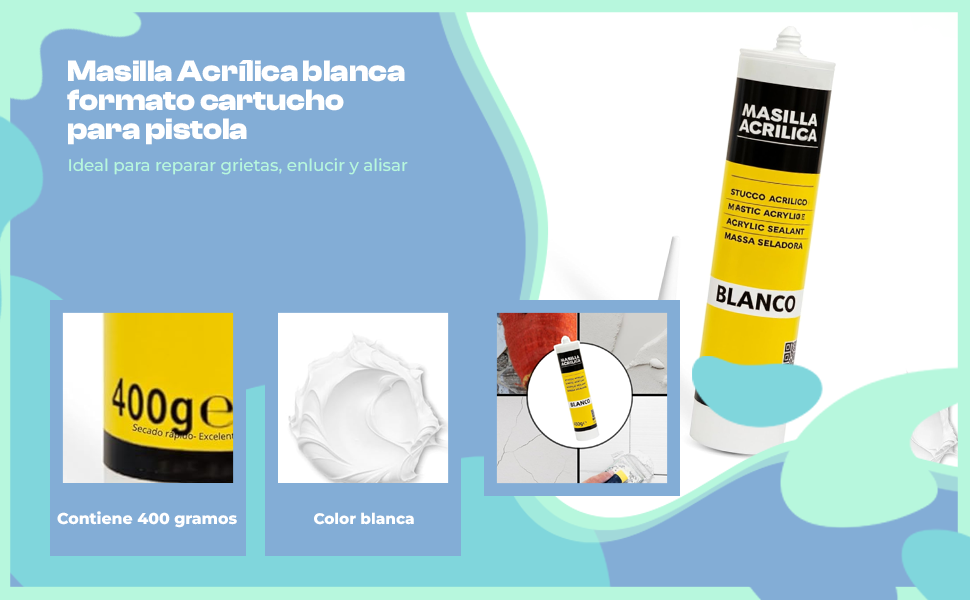 Banner - Masilla acrílica blanca para pistola 400 gramos