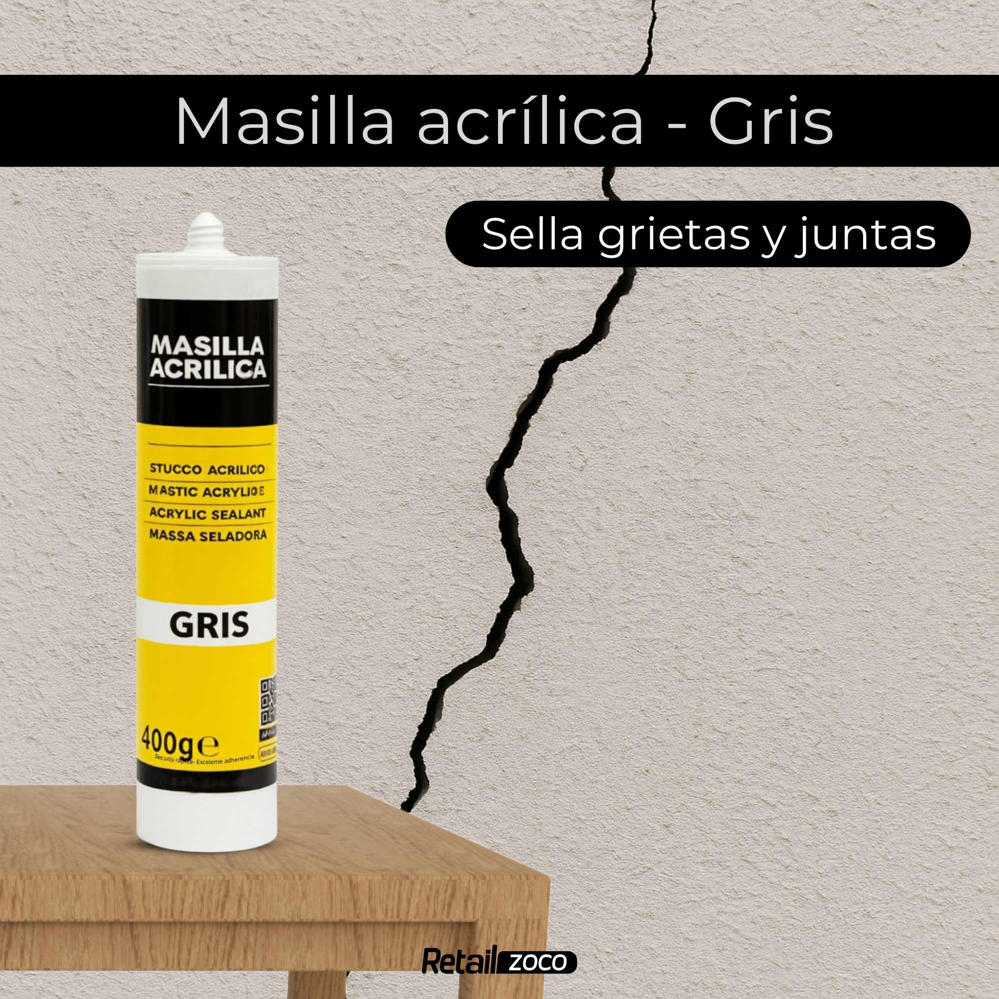 Masilla acrílica gris para pistola 400 gramos - imagen 2
