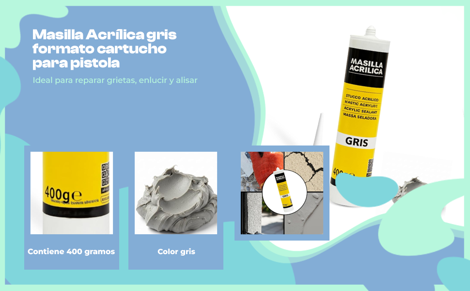Banner - Masilla acrílica gris para pistola 400 gramos