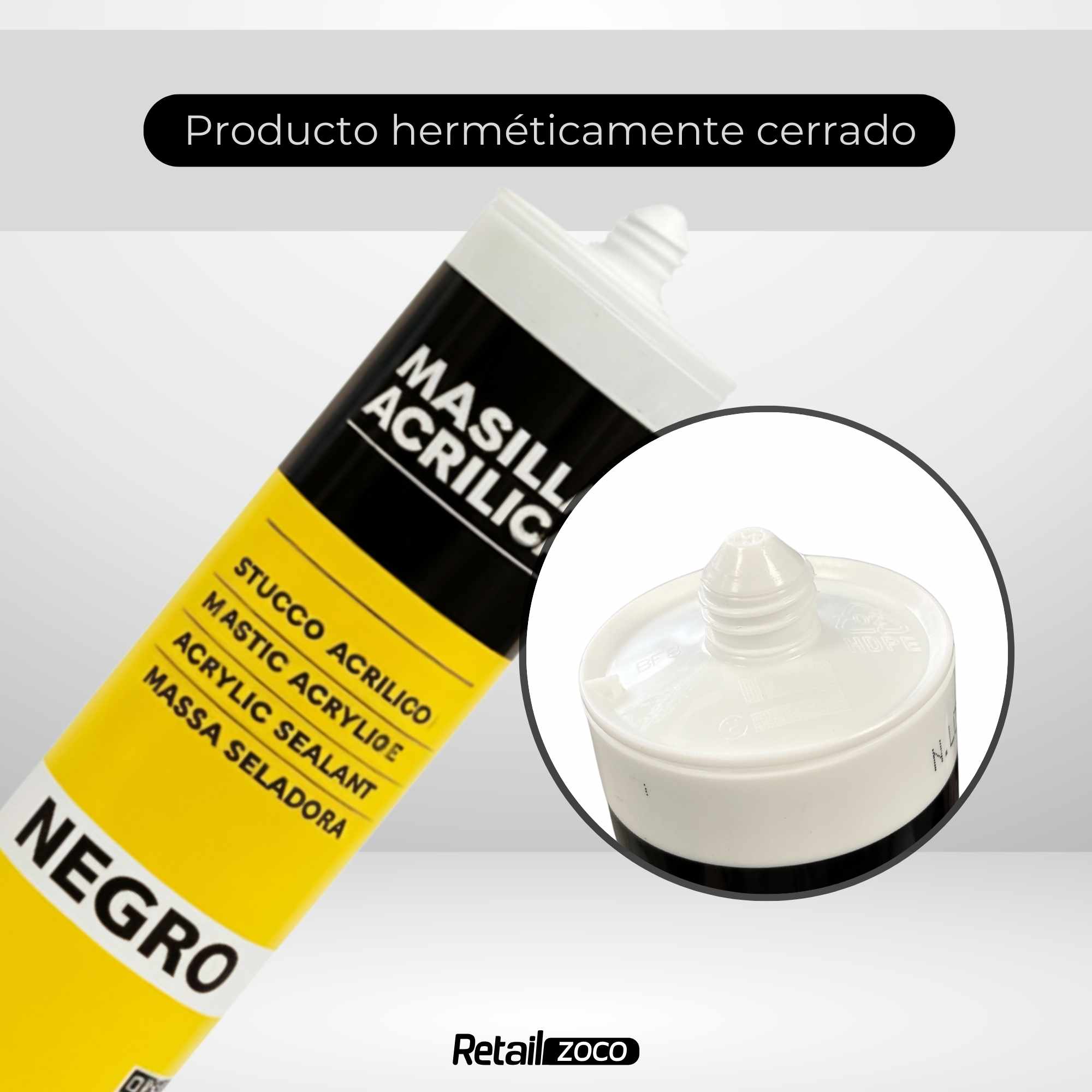 Masilla acrílica negra para pistola 400 gramos - imagen 6