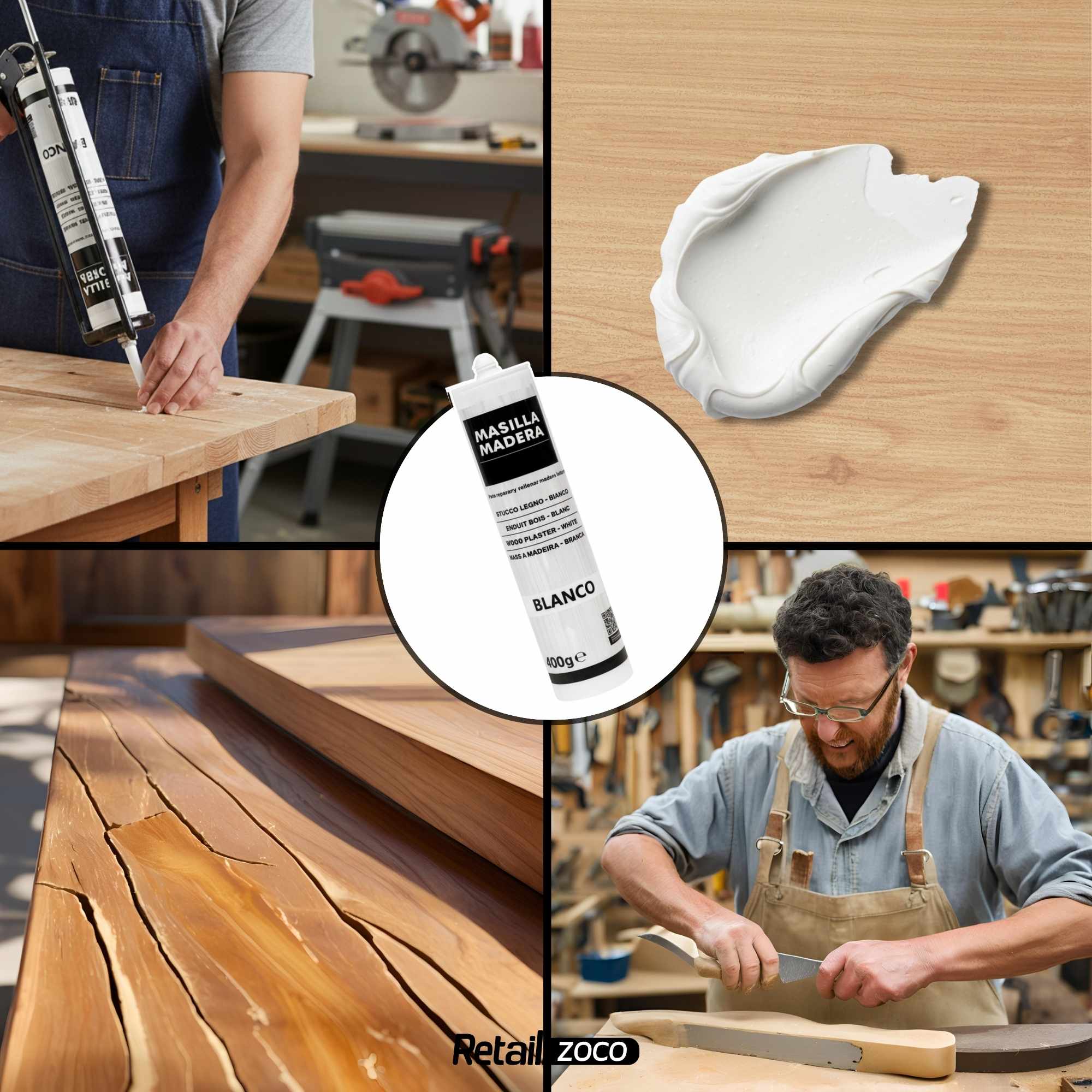 Masilla madera blanca para pistola 400 gramos - imagen 5