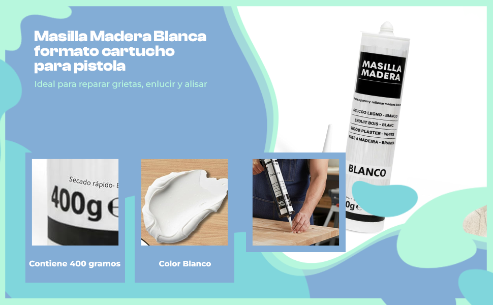 Banner - Masilla madera blanca para pistola 400 gramos