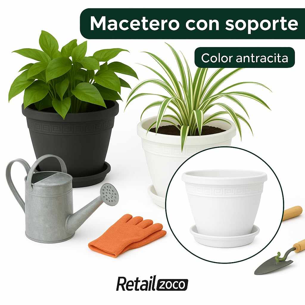 Macetero redondo de plastico 40 cm Blanco - imagen 4