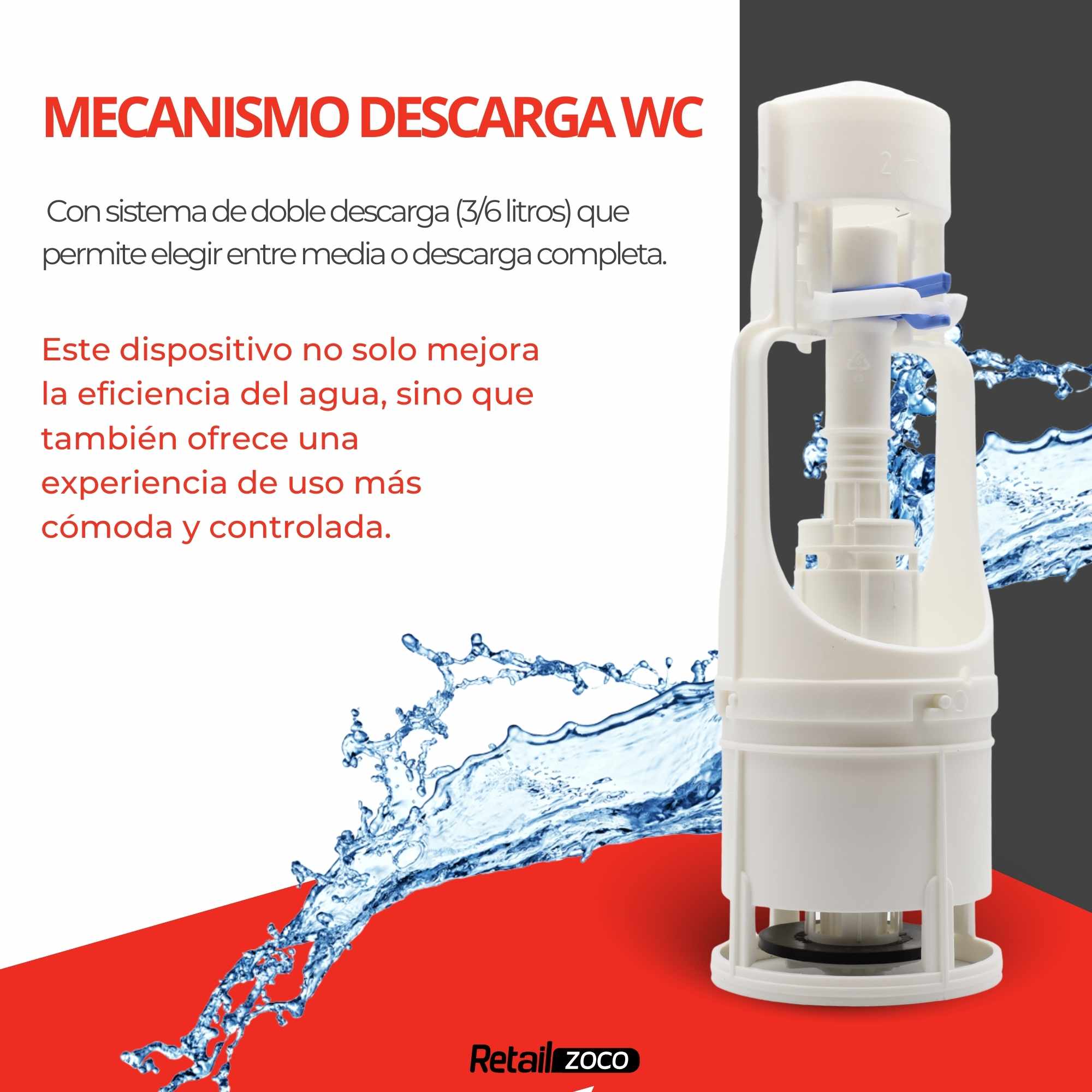 Descargador de WC con doble pulsador universal - imagen 2