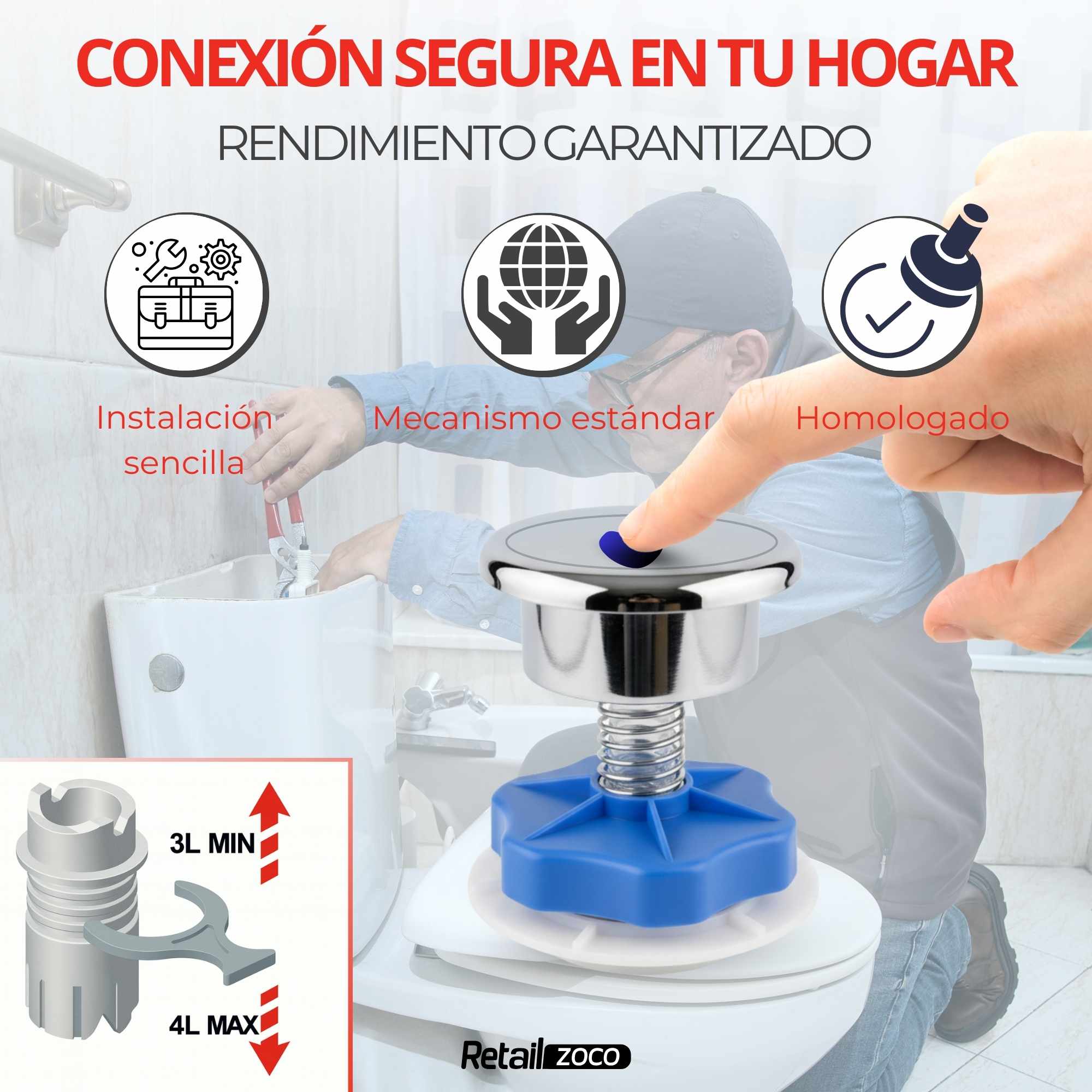 Descargador de WC con doble pulsador universal - imagen 3