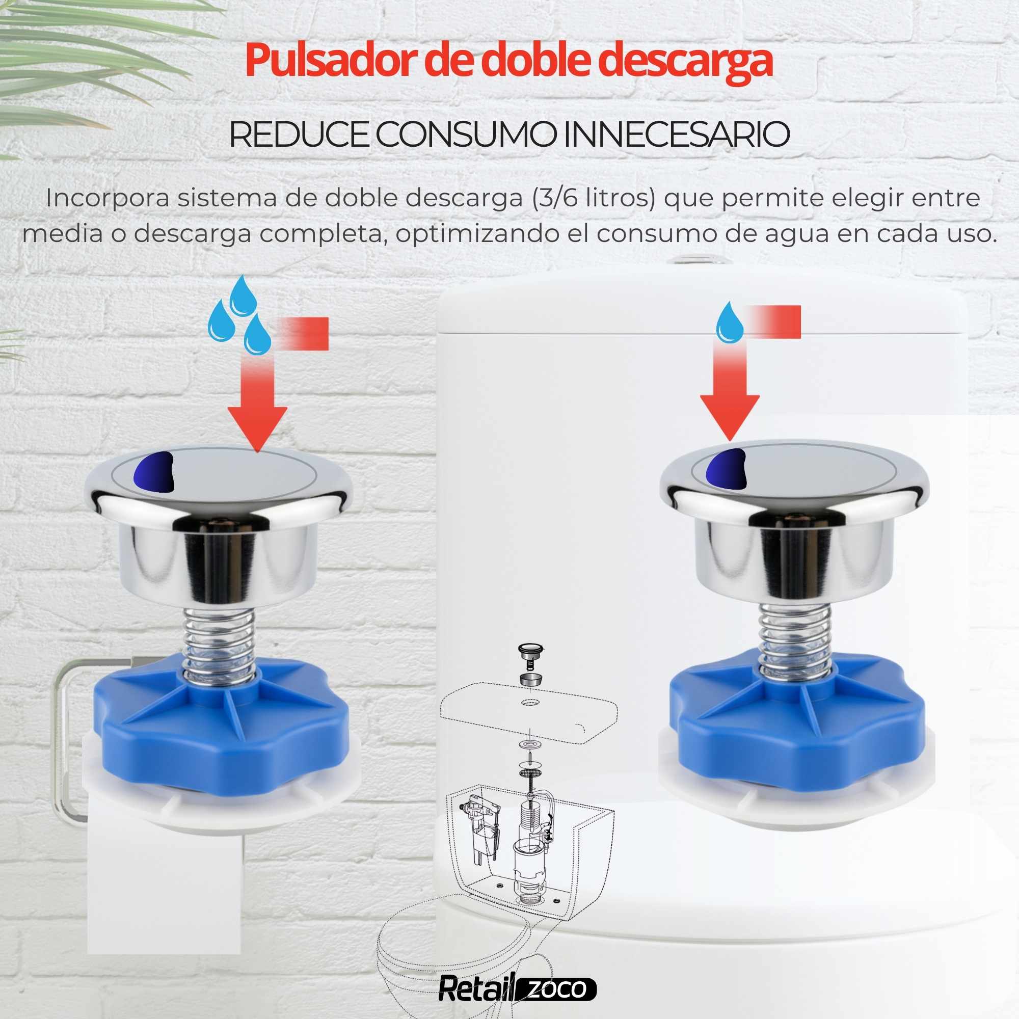 Descargador de WC con doble pulsador universal - imagen 5