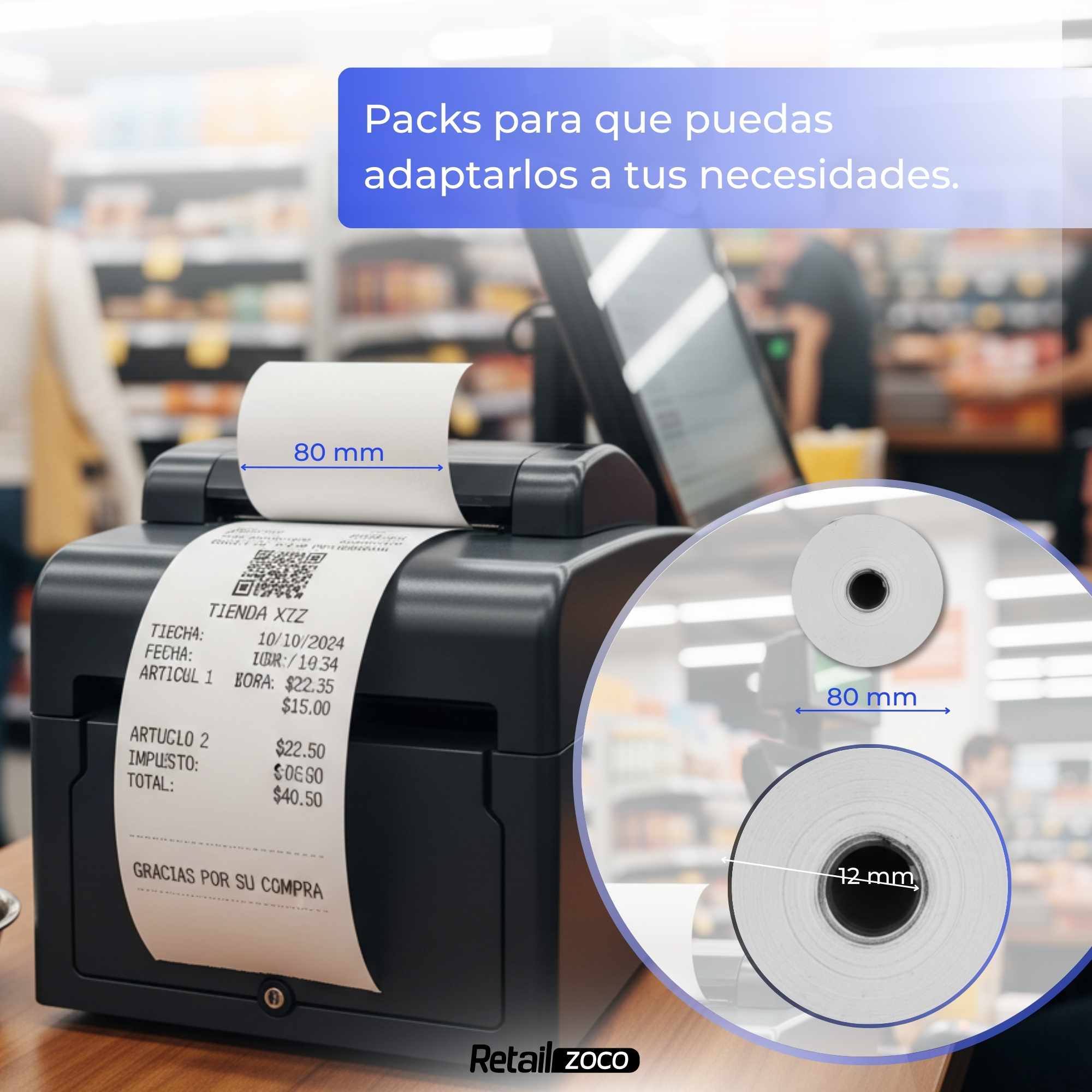 Rollo papel termico 80x80 Pack 8 rollos - imagen 4