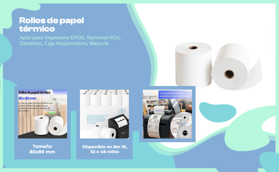 Banner - Rollo papel termico 80x80 Pack 8 rollos