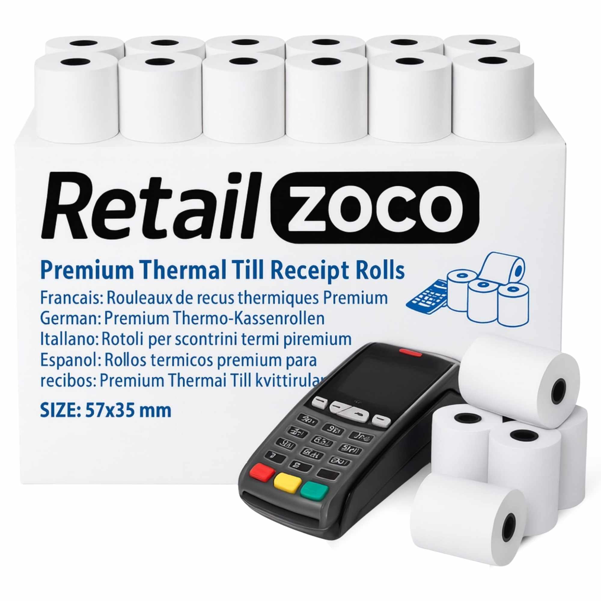 Rollo papel termico 57x35 mm Pack 10 rollos - imagen 1