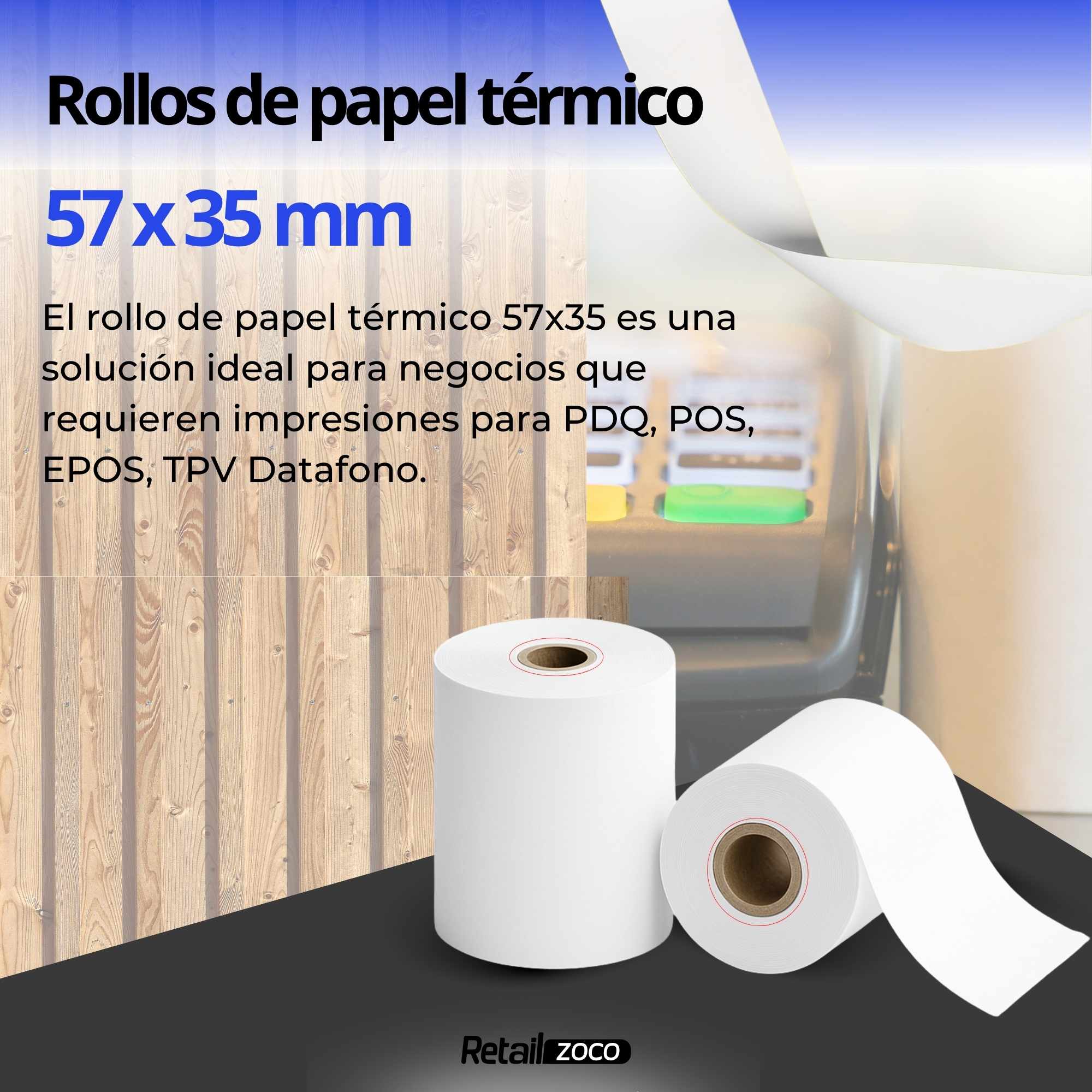 Rollo papel termico 57x35 mm Pack 10 rollos - imagen 2