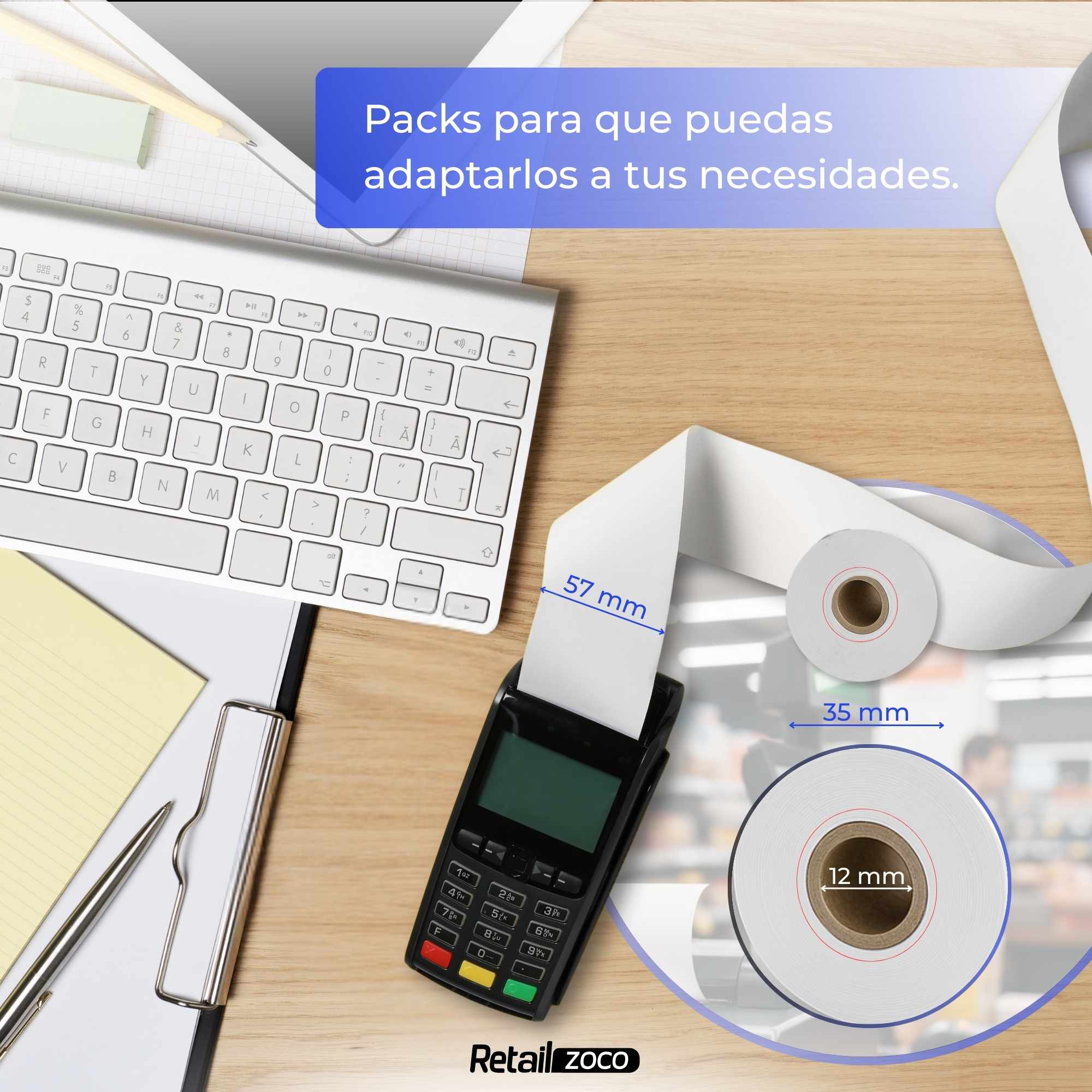 Rollo papel termico 57x35 mm Pack 10 rollos - imagen 4