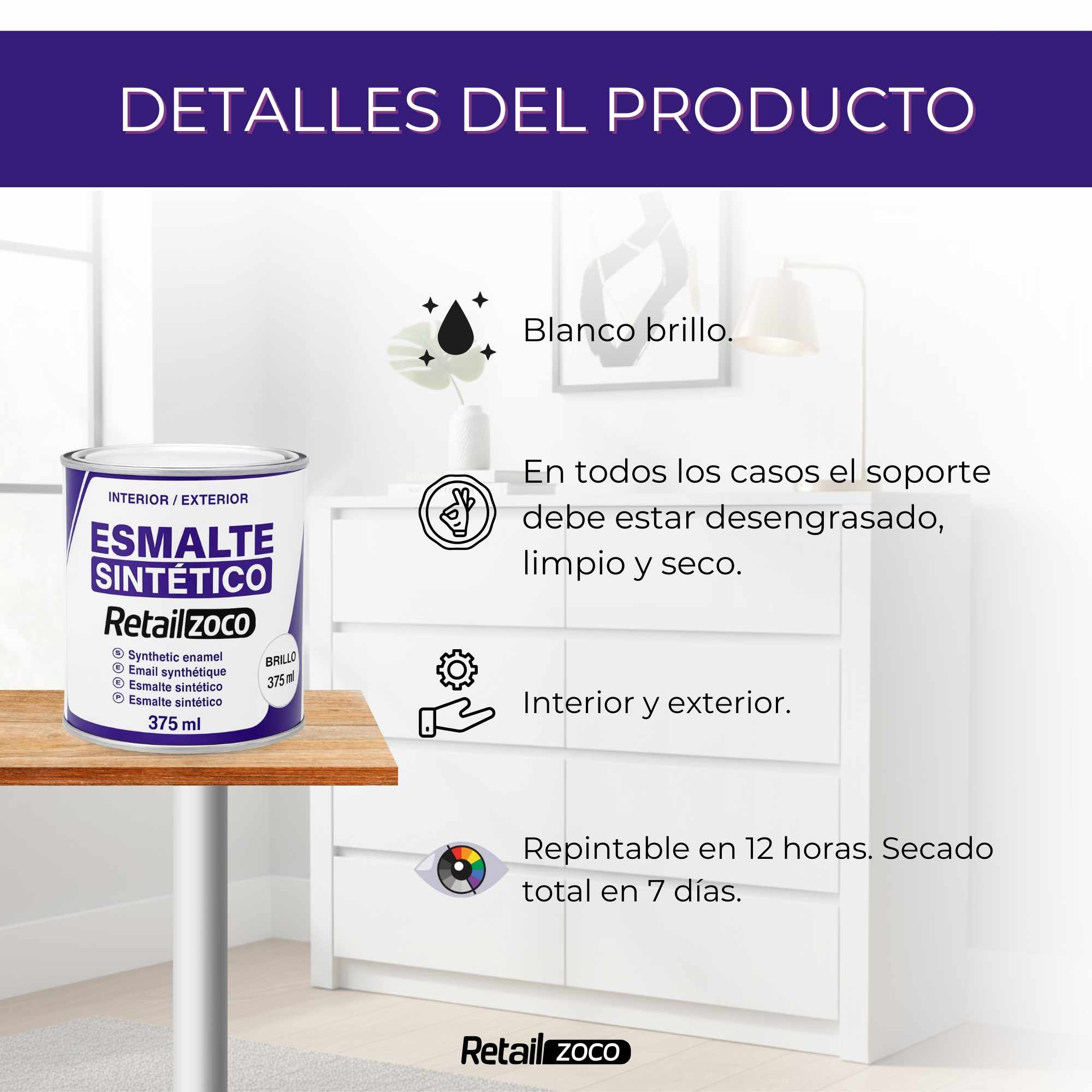 Esmalte sintetico Blanco Brillo 375 ml - imagen 3