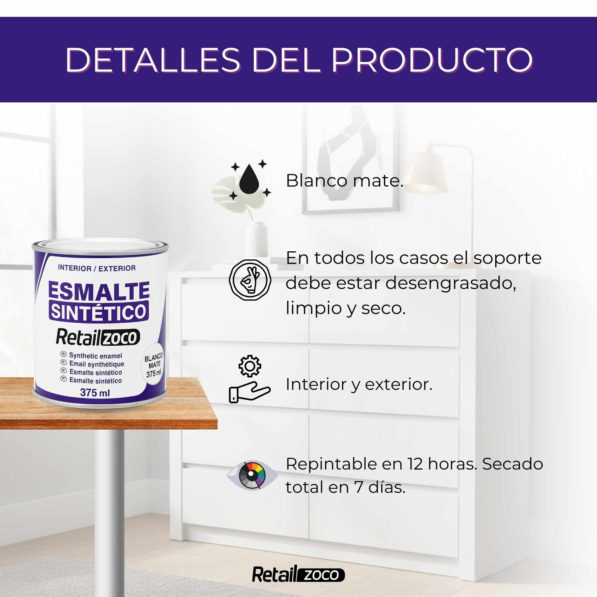 Esmalte sintético Blanco Mate 375 ml - imagen 3