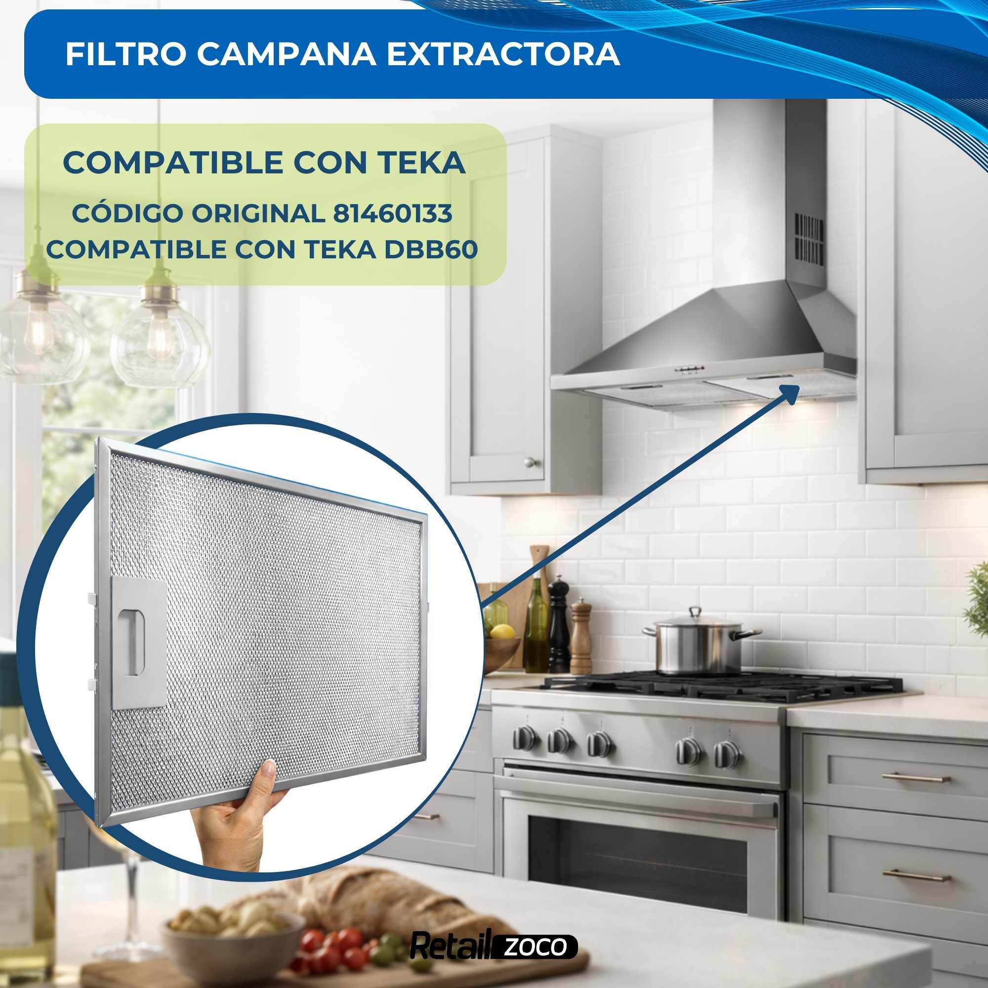 Filtro de Campana Extractora compatibles con Teka 81460133 - imagen 2