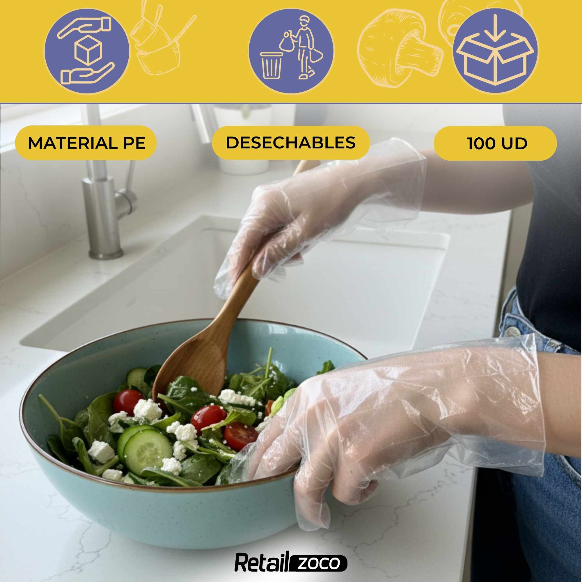 Guantes Desechables de Plástico Transparente 100 unidades - imagen 2