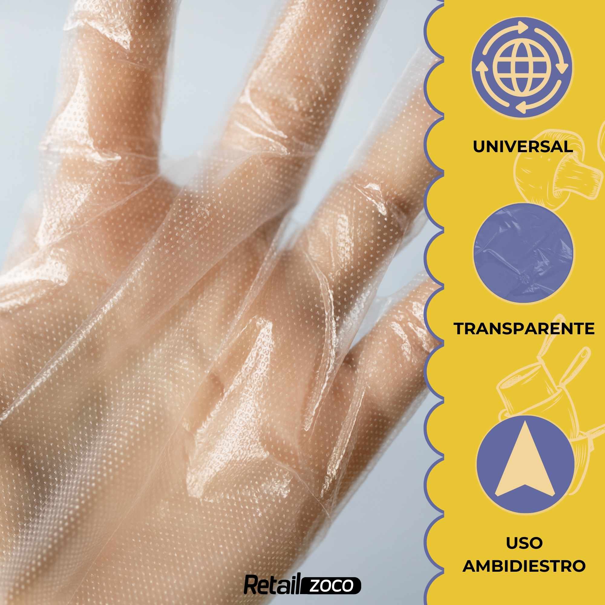 Guantes Desechables de Plástico Transparente 100 unidades - imagen 3