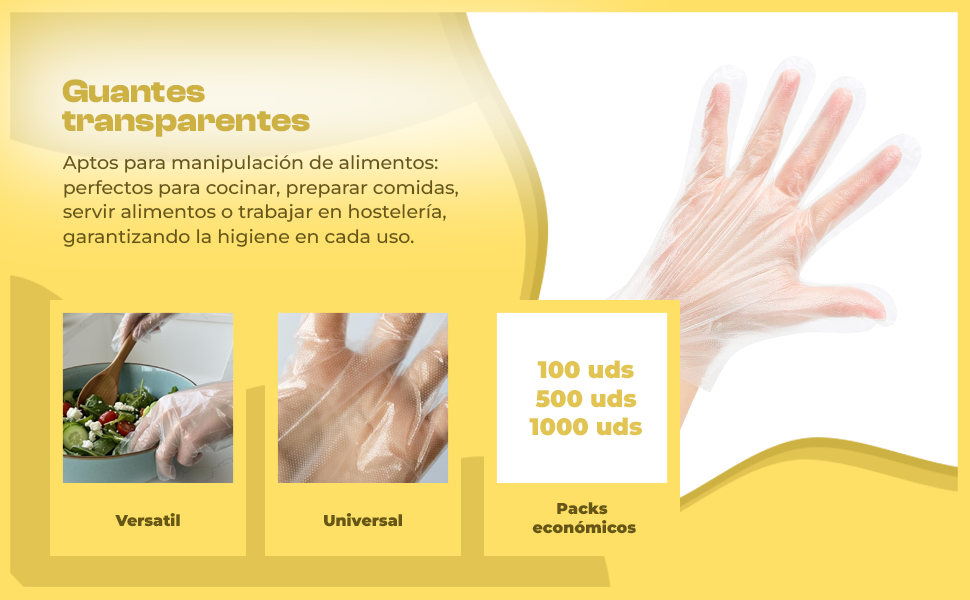 Banner - Guantes Desechables de Plástico Transparente 100 unidades