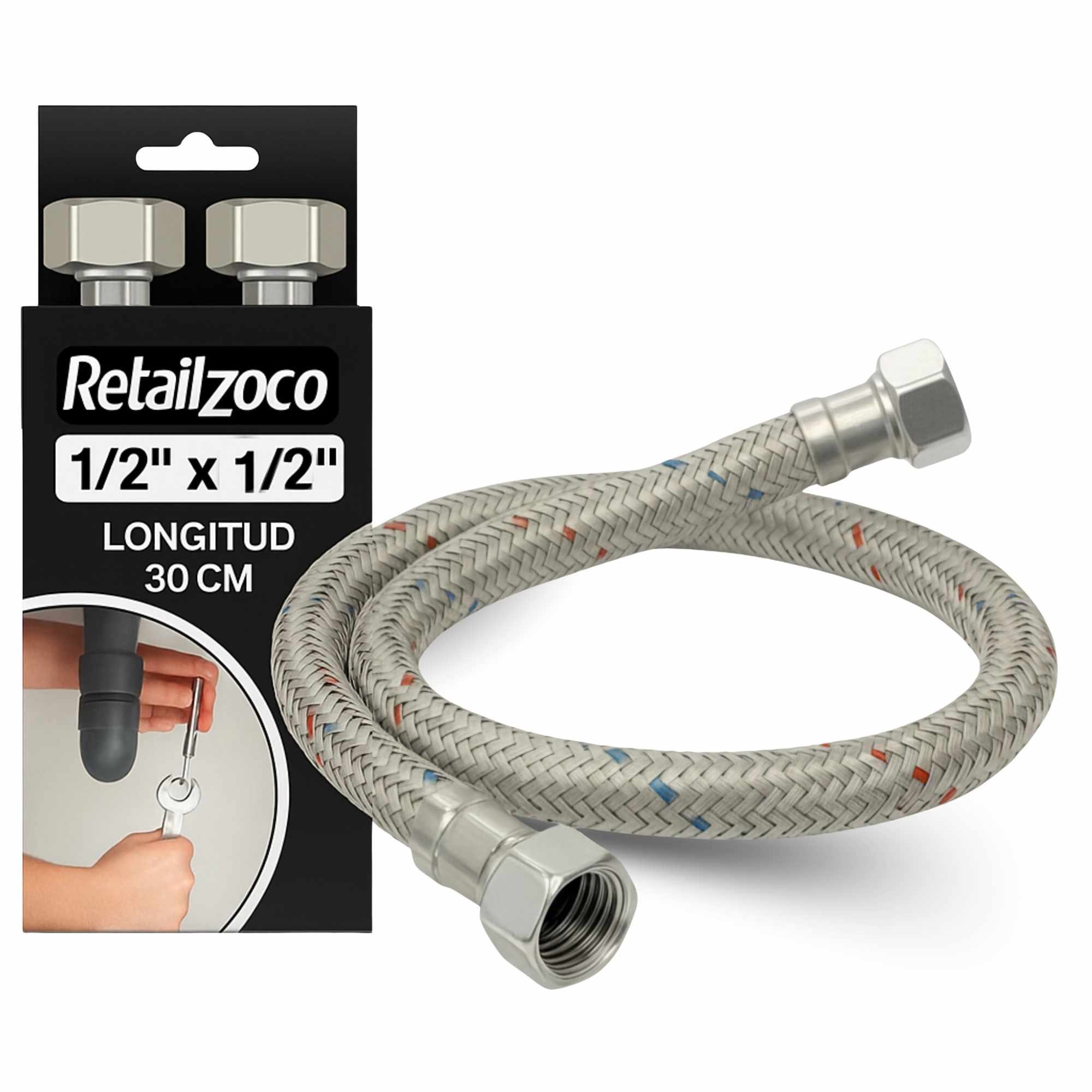 Latiguillo de Grifo Flexible 30 cm Hembra a Hembra 1/2