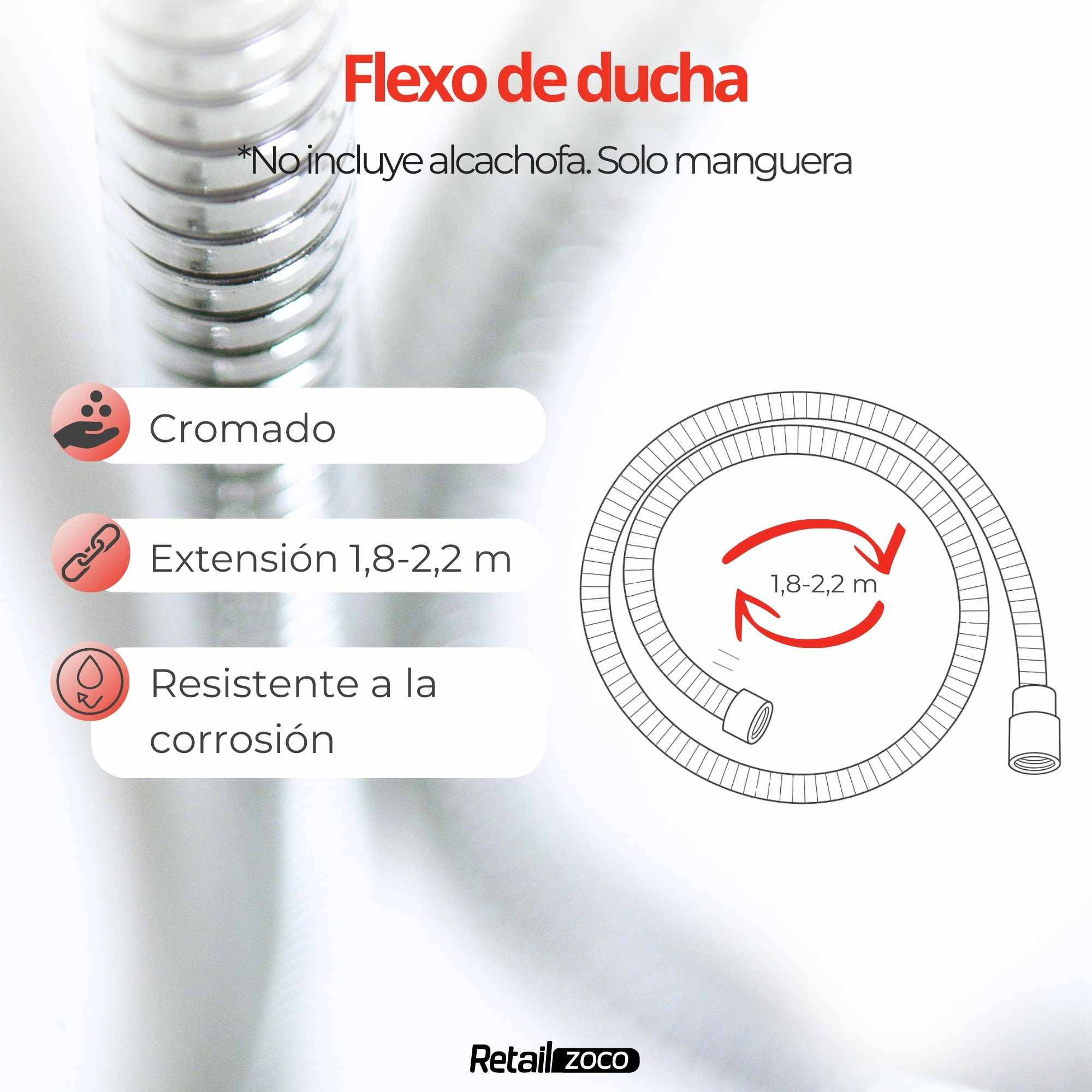 Manguera flexo de Ducha 1.8 Metros - imagen 4
