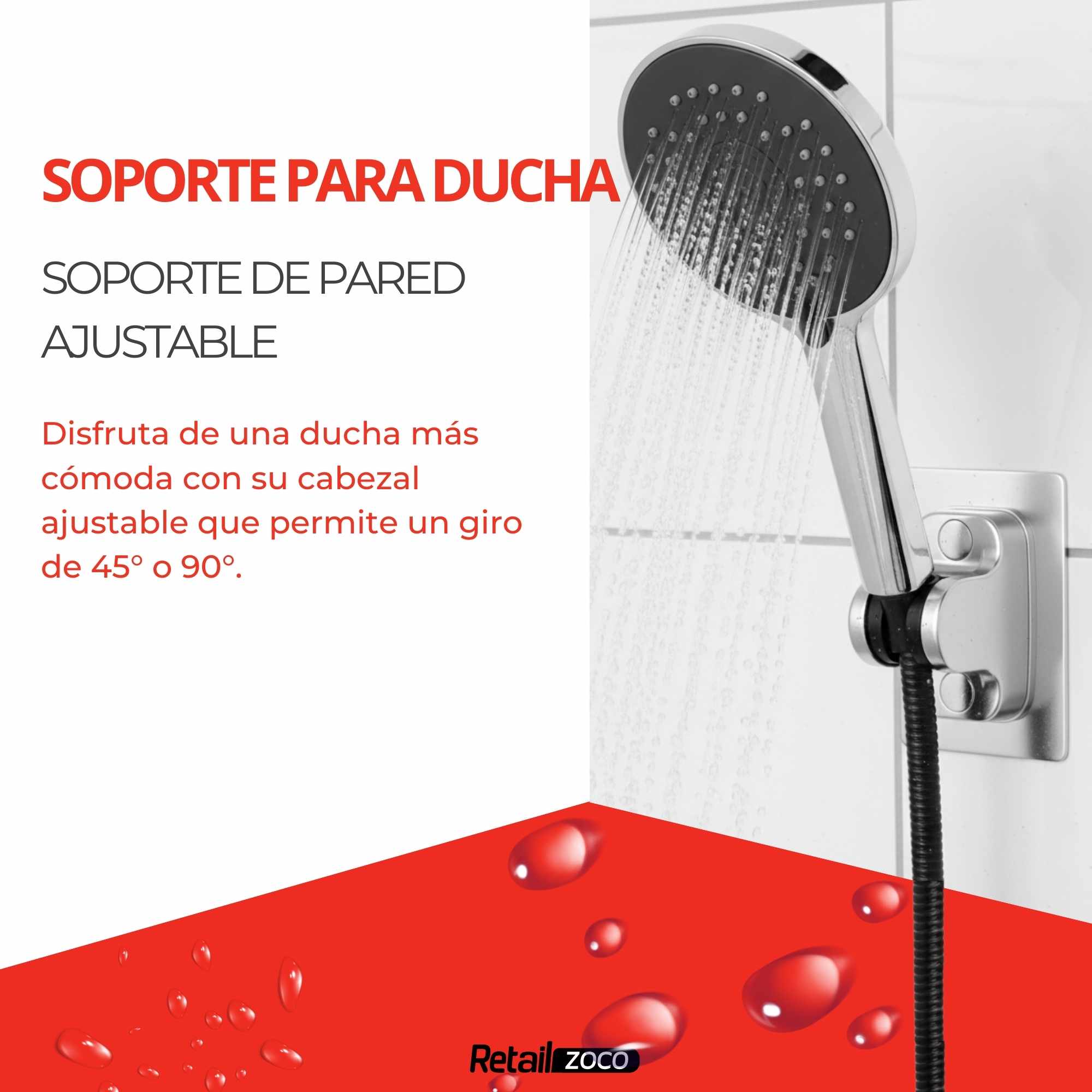 Soporte de Ducha Adhesivo Plateado - imagen 2