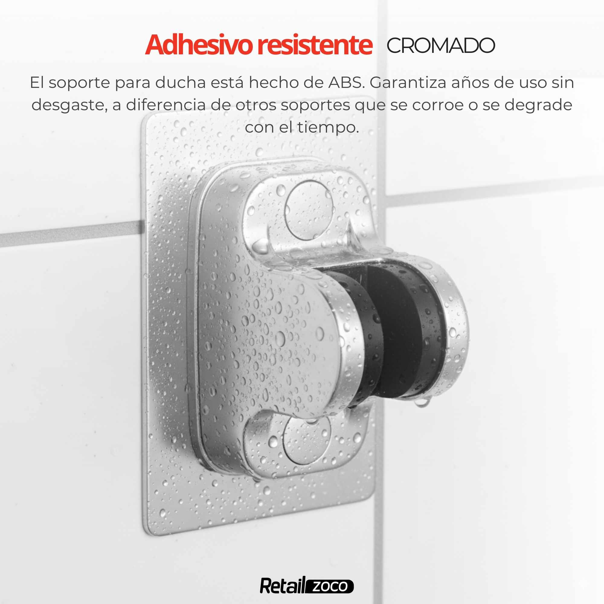 Soporte de Ducha Adhesivo Plateado - imagen 6