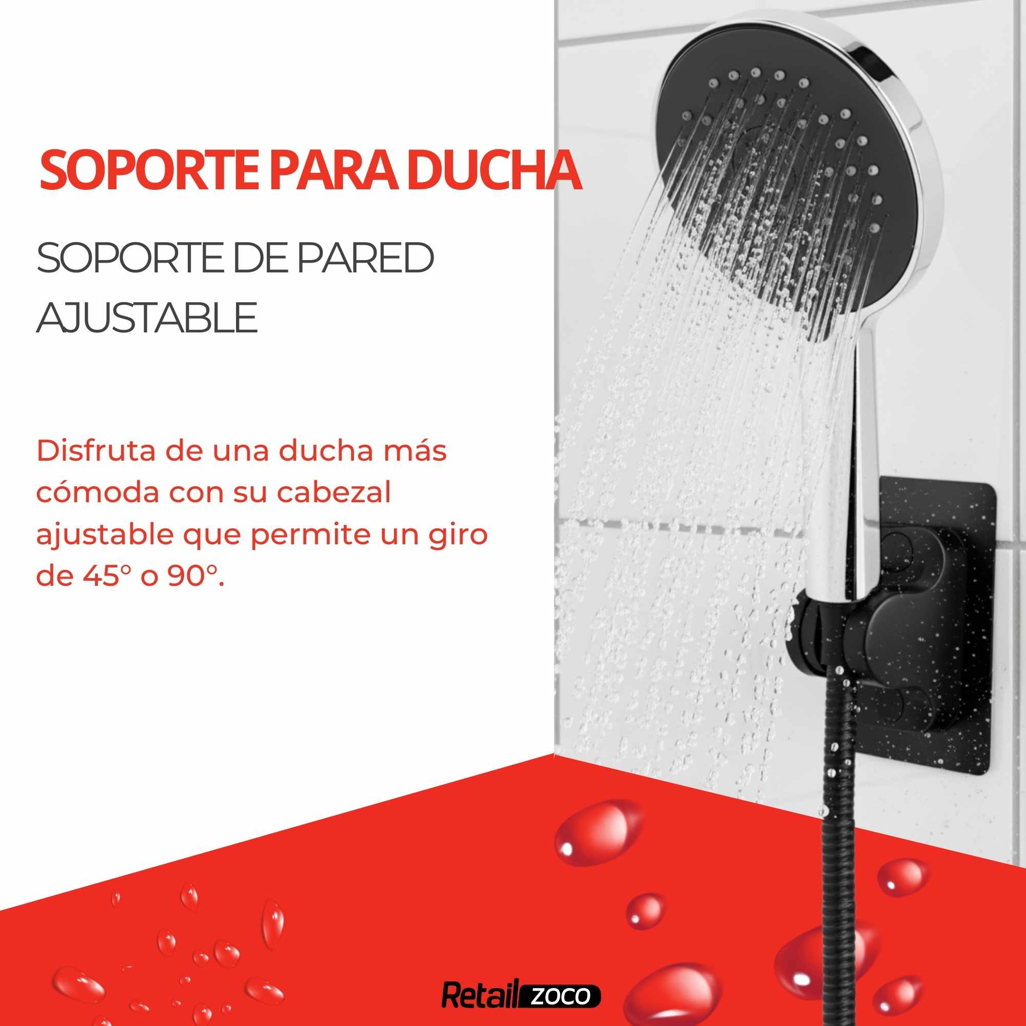 Soporte de Ducha Adhesivo negro - imagen 2