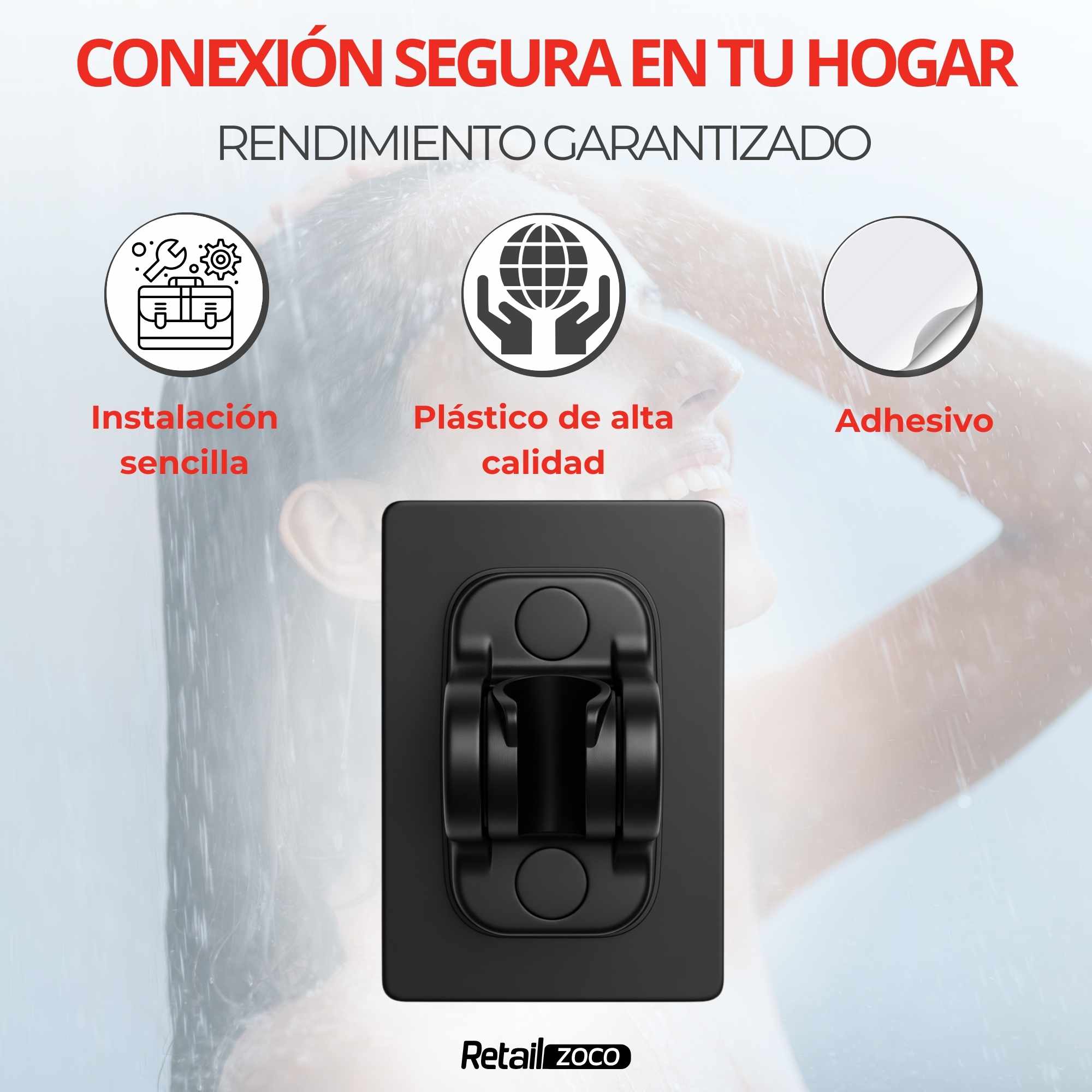 Soporte de Ducha Adhesivo negro - imagen 3