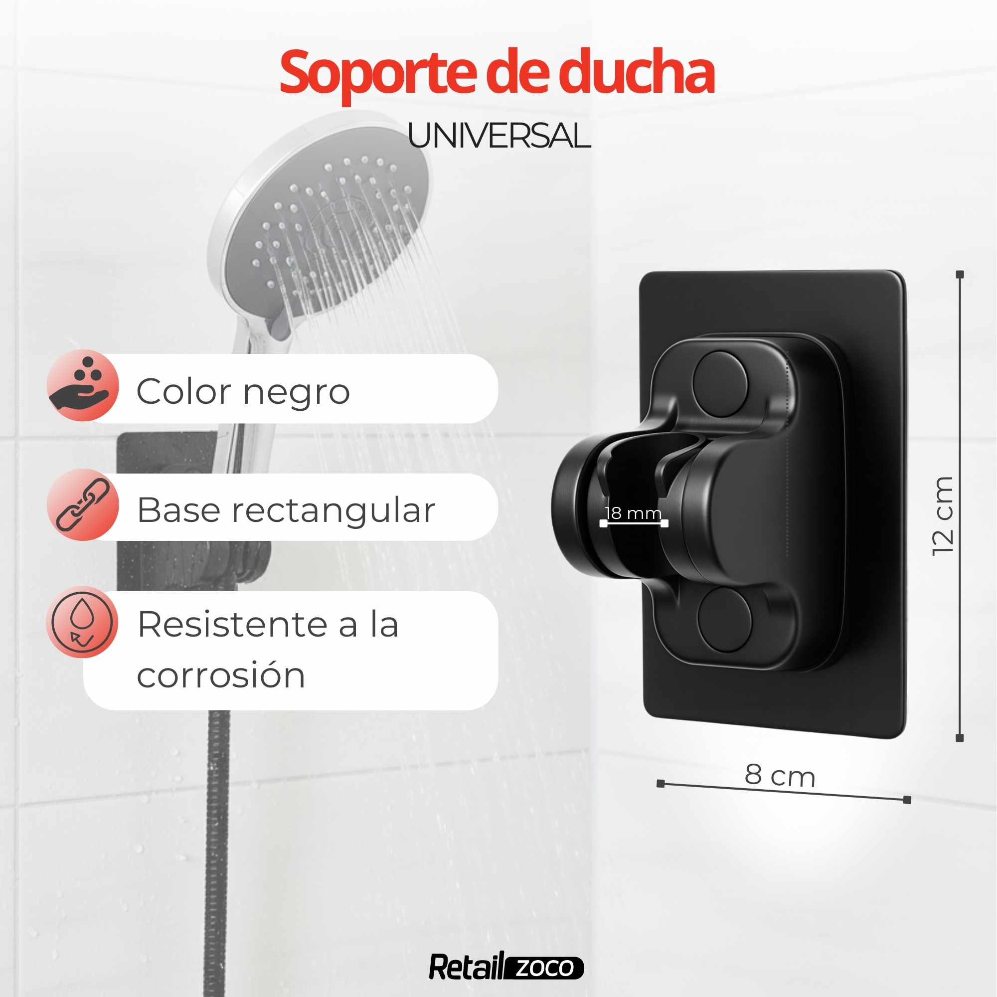 Soporte de Ducha Adhesivo negro - imagen 4